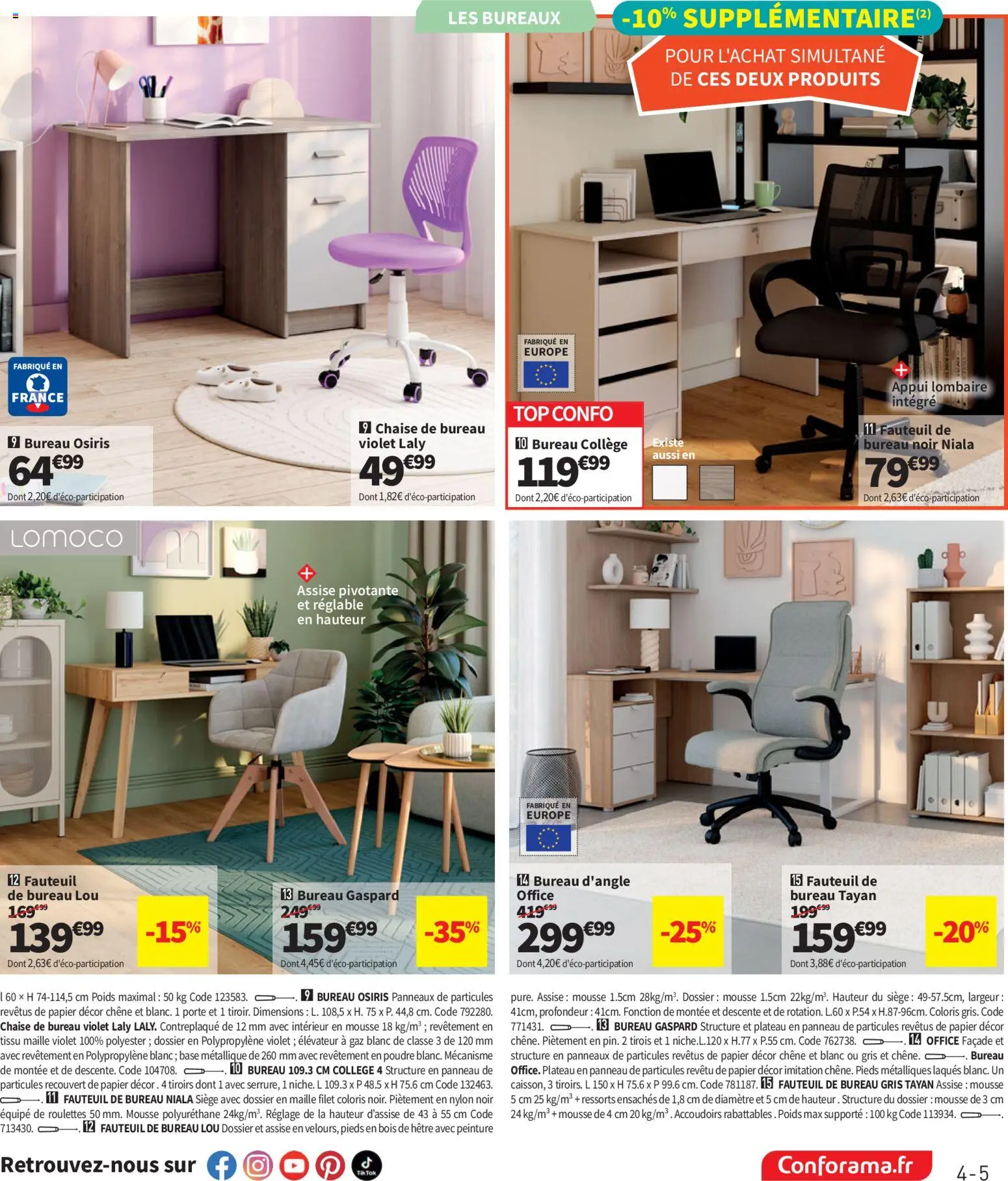 {H1} | Page: 5 | Produits: Bureau, Poids, Mousse, Chaise de bureau