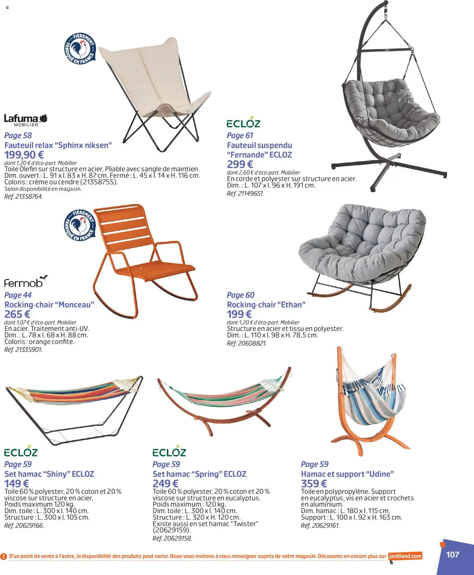 {H1} | Page: 107 | Produits: Orange, Crochets, Fauteuil suspendu, Fauteuil