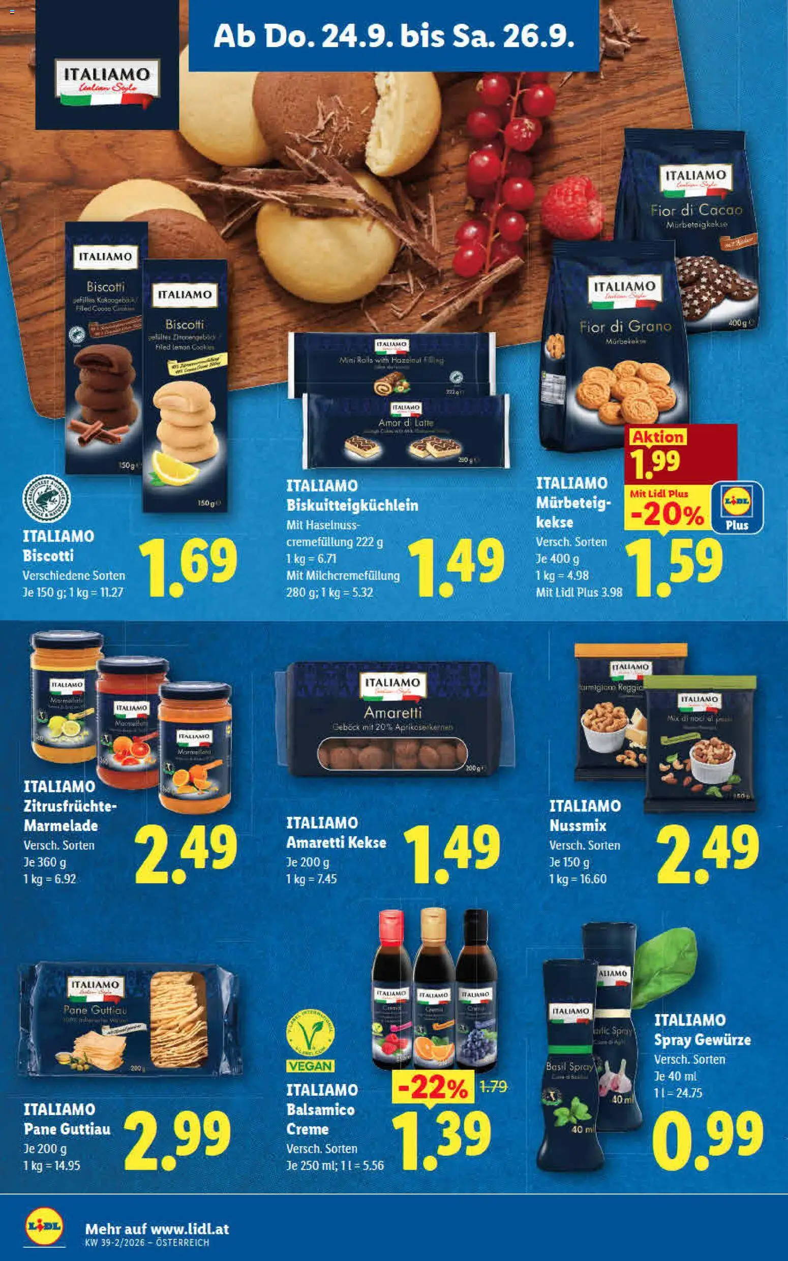 Lidl - Flugblatt gültig ab 24.09.2026 | Seite: 12 | Produkte: Kekse, Gewürze, Zitrusfrüchte, Creme
