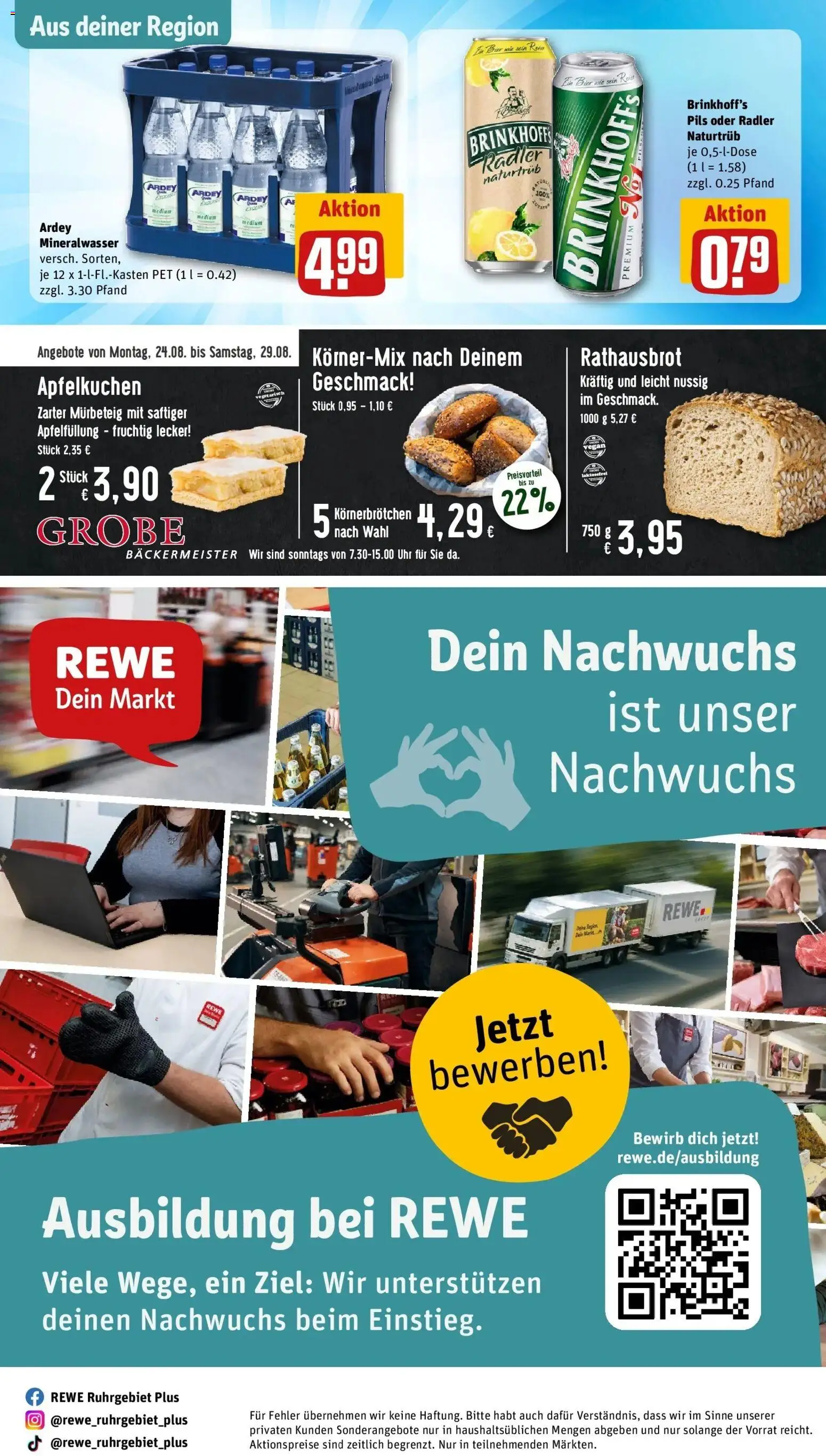 REWE Prospekt ab 24.08.2026 zum Blättern » Angebote | Seite: 28 | Produkte: Pils, Mineralwasser, Radler, Uhr