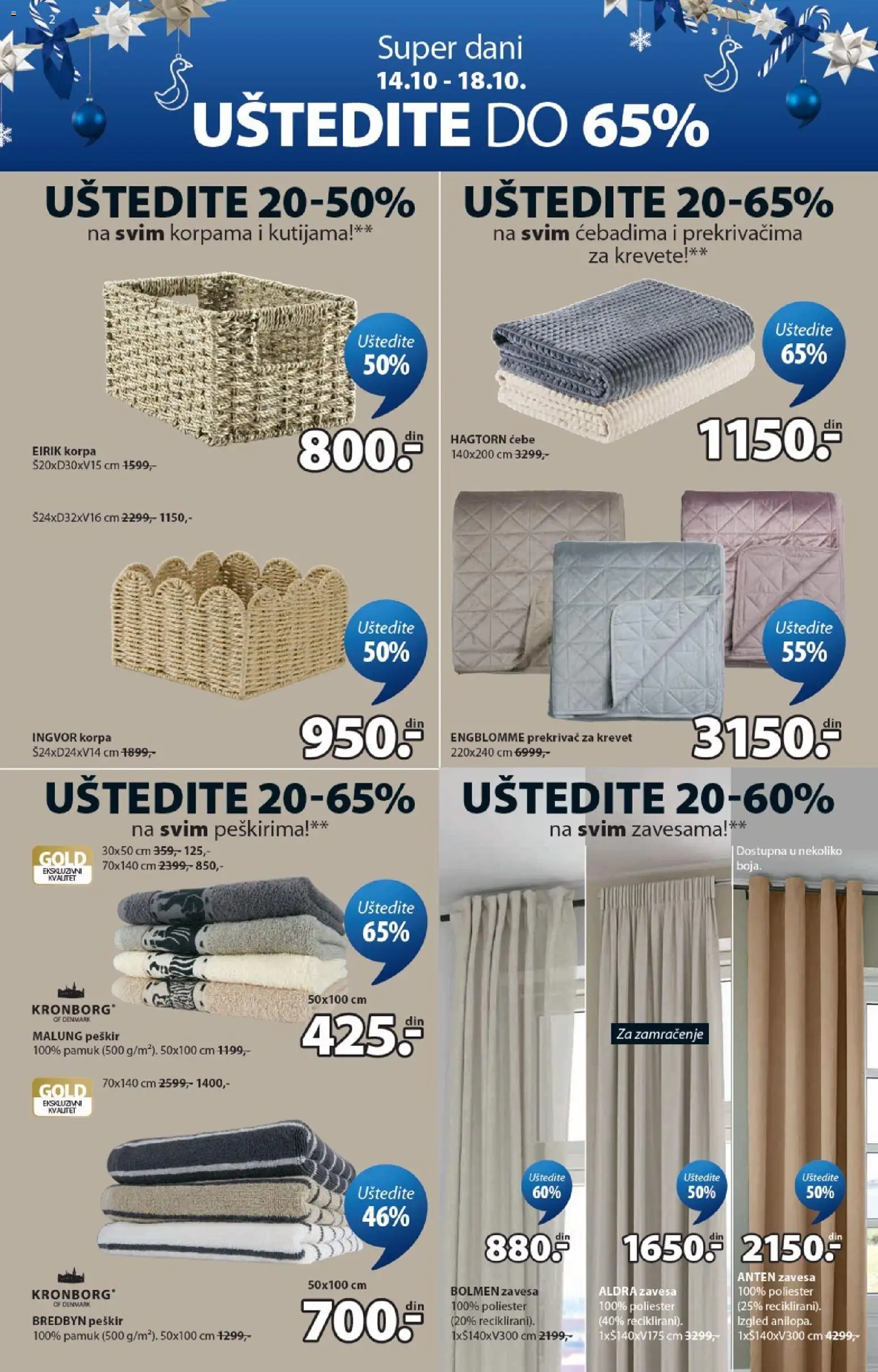 Jysk katalog - važi od 14.10.2026 | Strana: 2 | Proizvode: Krevet, Ćebe, Peškir, Zavesa