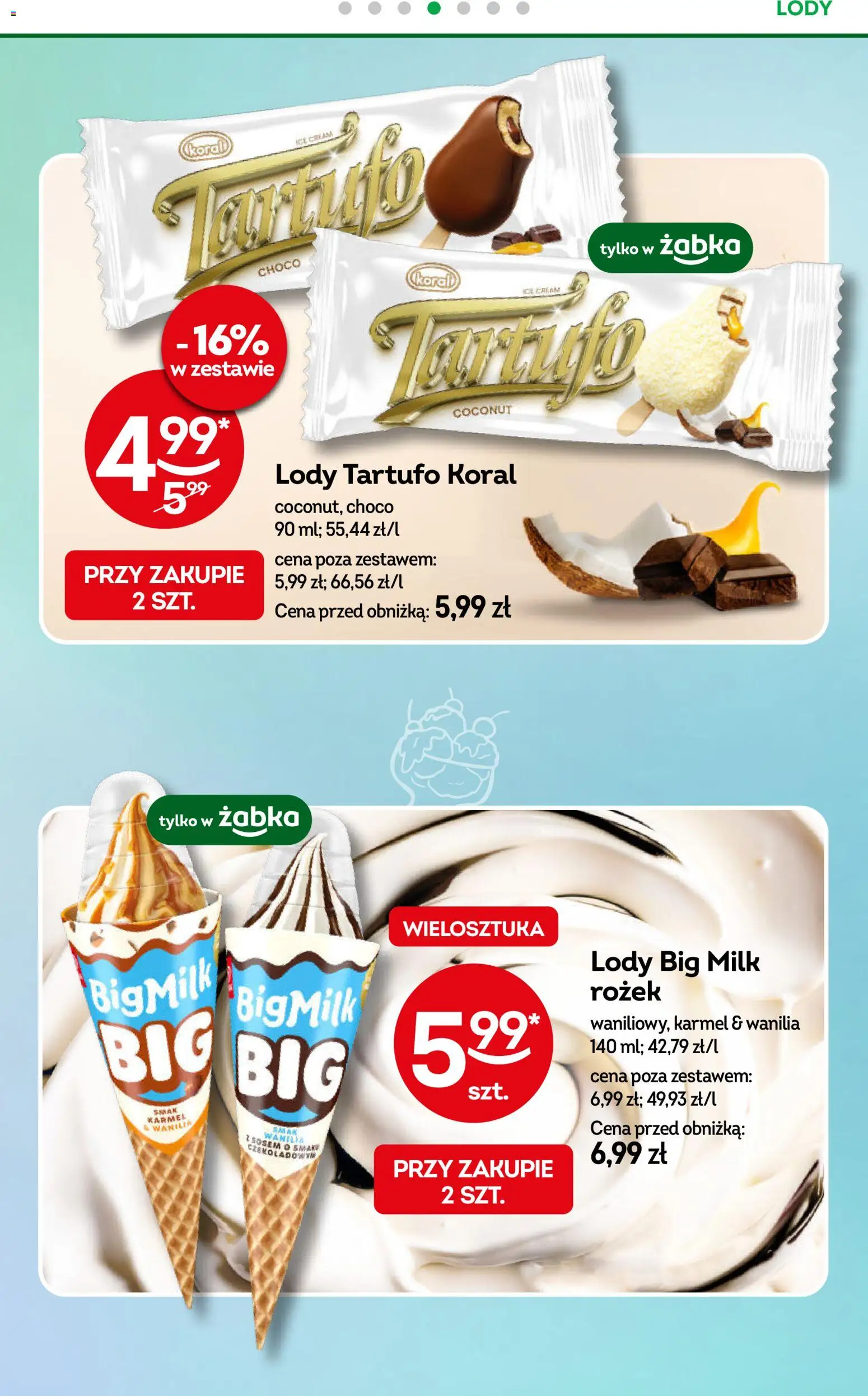 Żabka gazetka od 03.06.2026 | Strona: 65 | Produkty: Big Milk, Lody koral, Lody