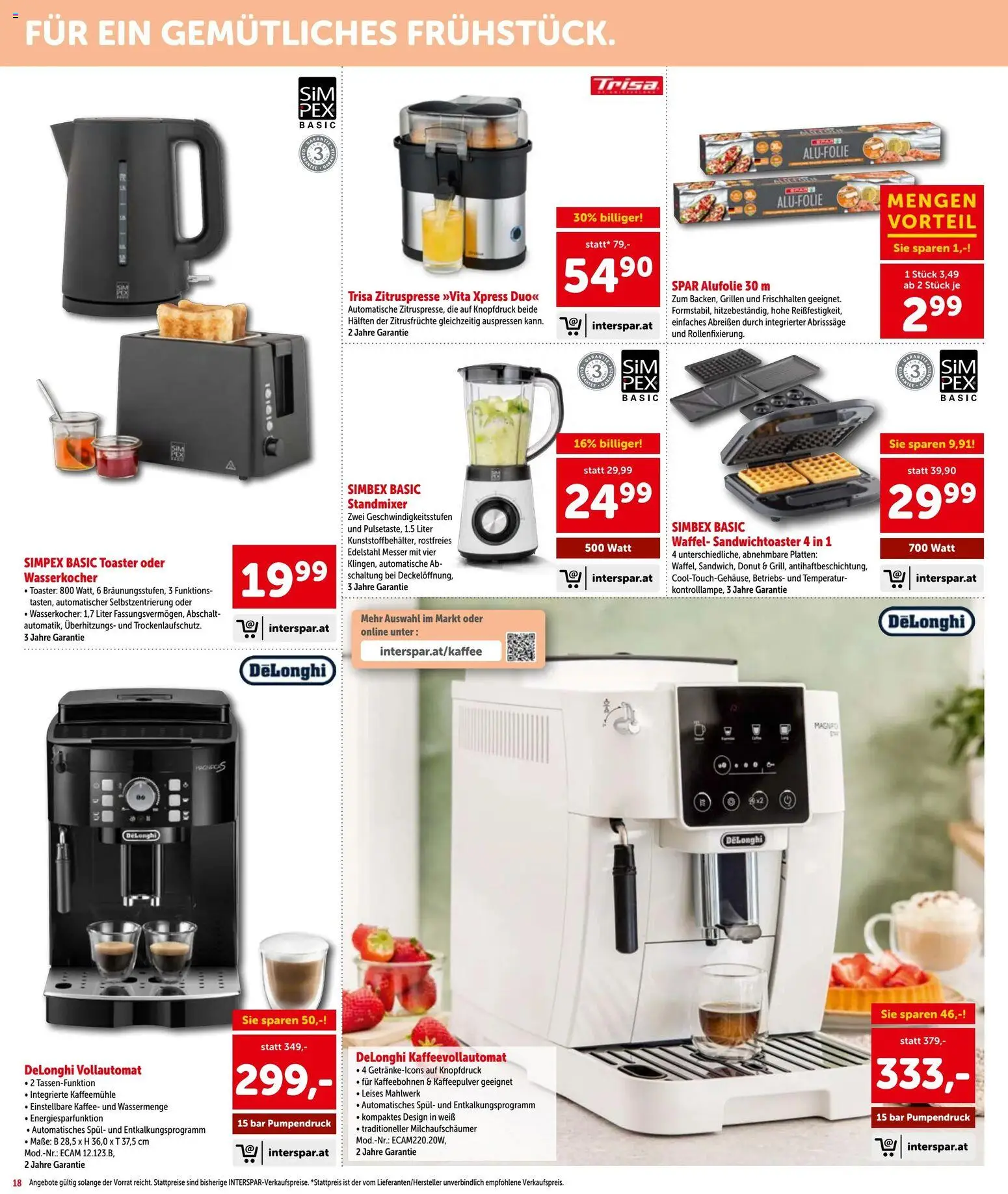 Interspar - Flugblatt gültig ab 18.06.2026 | Seite: 18 | Produkte: Wasserkocher, Toaster, Vihreä pesto, Kaffee