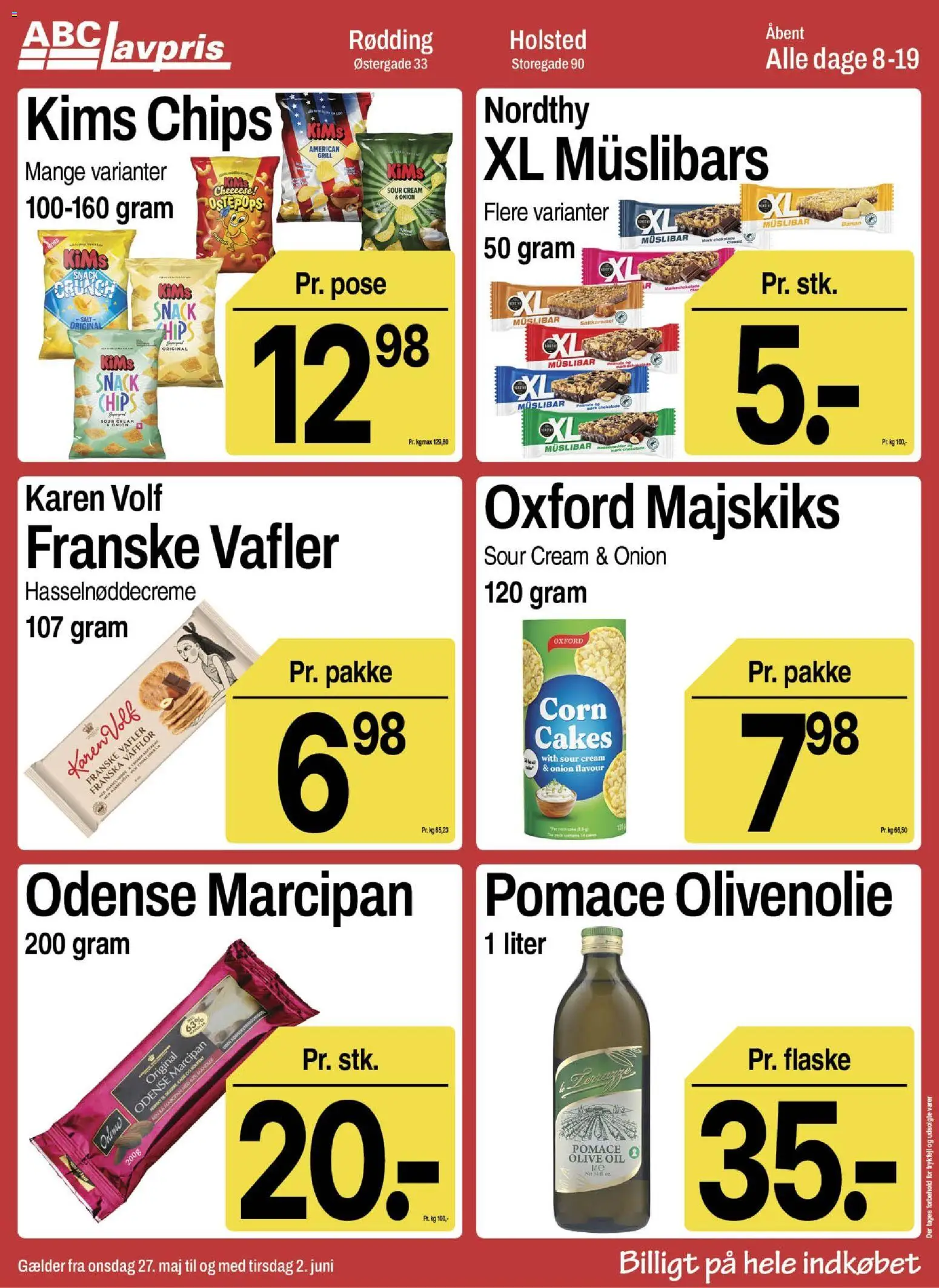 Abc Lavpris tilbudsavis – gyldig fra 27.05.2026 | Side: 10 | Produkter: Chokolade, Peanuts, Marcipan, Olivenolie