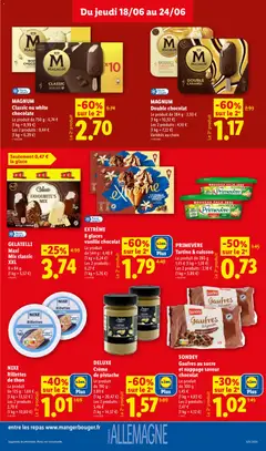 LIDL - Prévisualisation de EXTRÊME 8 glaces vanille chocolat, Le produit de 544 g : 4,48 €, (1 kg = 8,24 €), Les 2 produits : 6,27 €, (1 kg = 5,76 €) valide à partir de 18.06.2026 | Page: 13