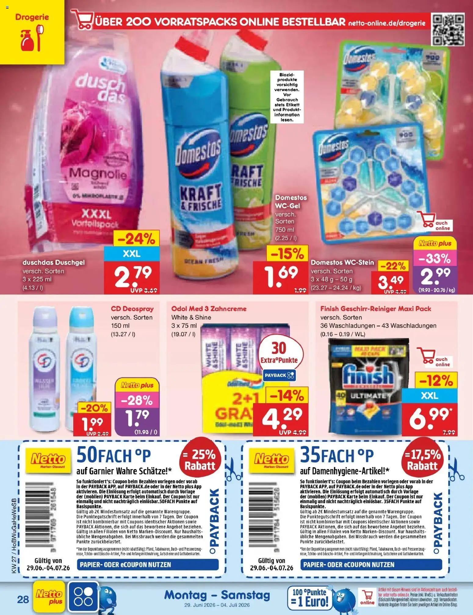 Netto Marken-Discount Prospekt Hamburg – gültig ab 29.06.2026 | Seite: 42 | Produkte: Finish, Duschgel, Duschdas, Deospray