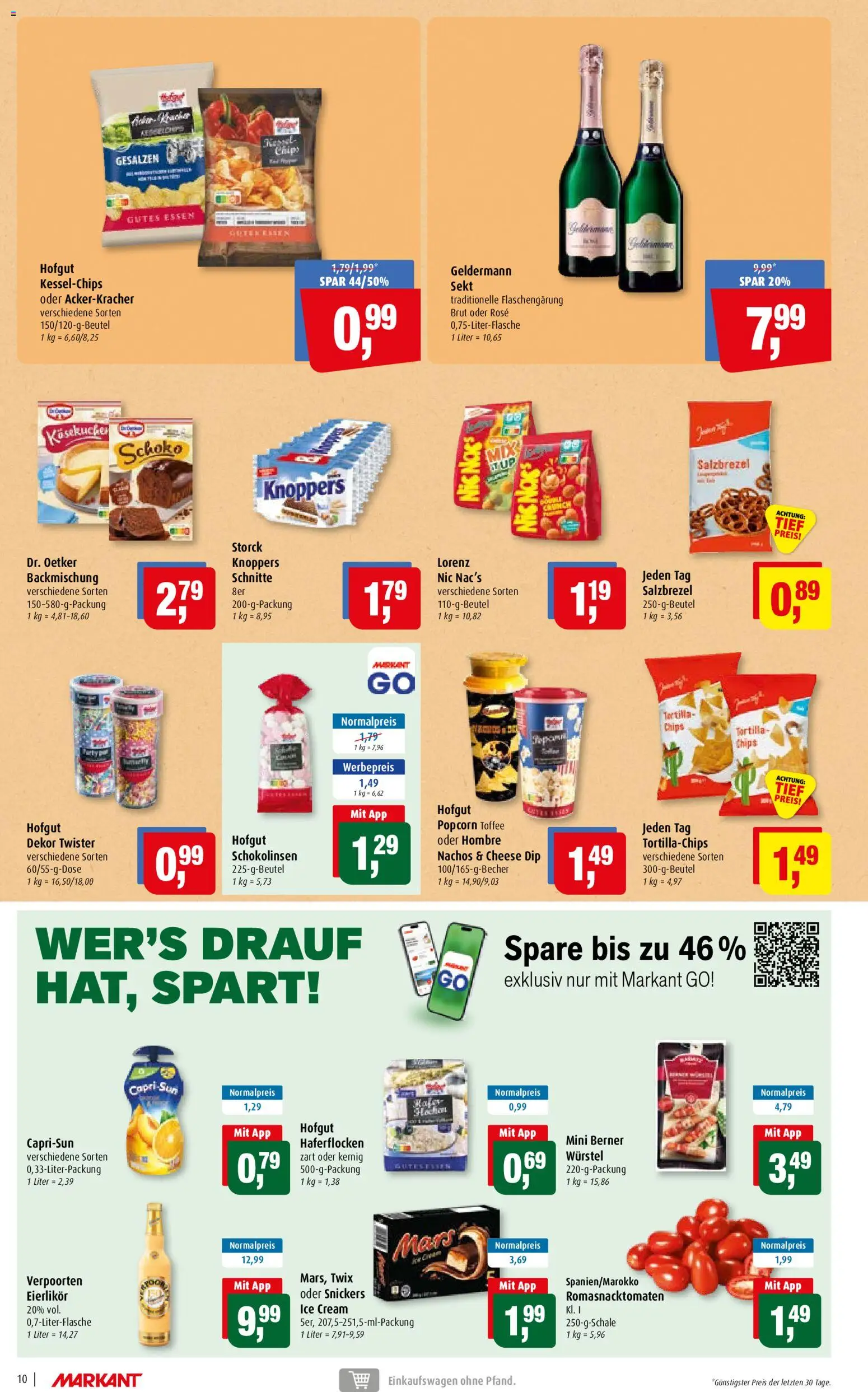 Markant Prospekt – gültig ab 17.08.2026 | Seite: 10 | Produkte: Sekt, Snickers, Twix, Chips