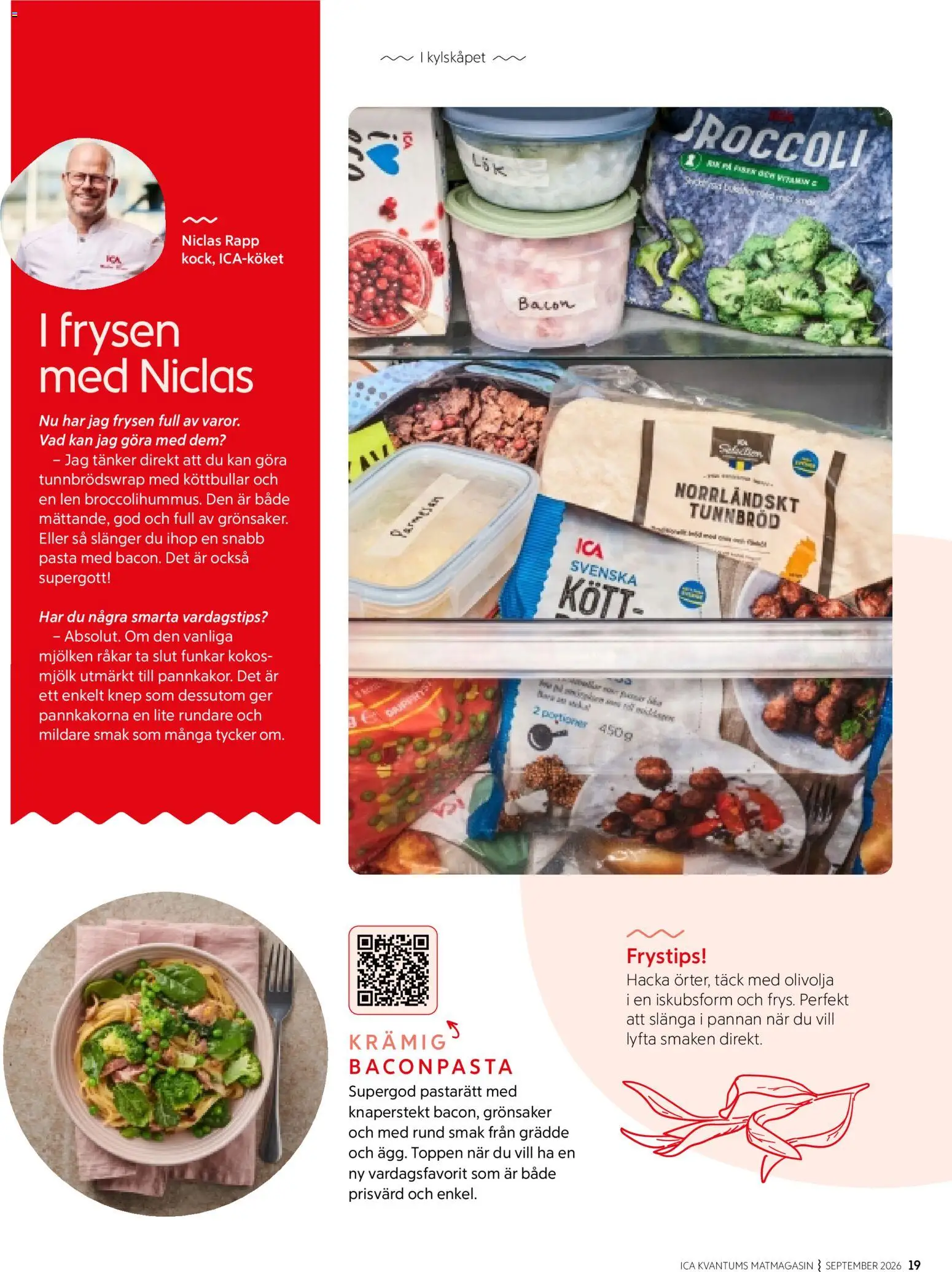 ICA Kvantum reklamblad aktuell från 01/09/2026 | Sida: 19 | Produkter: Parmesan, Olivolja, Broccoli, Grädde