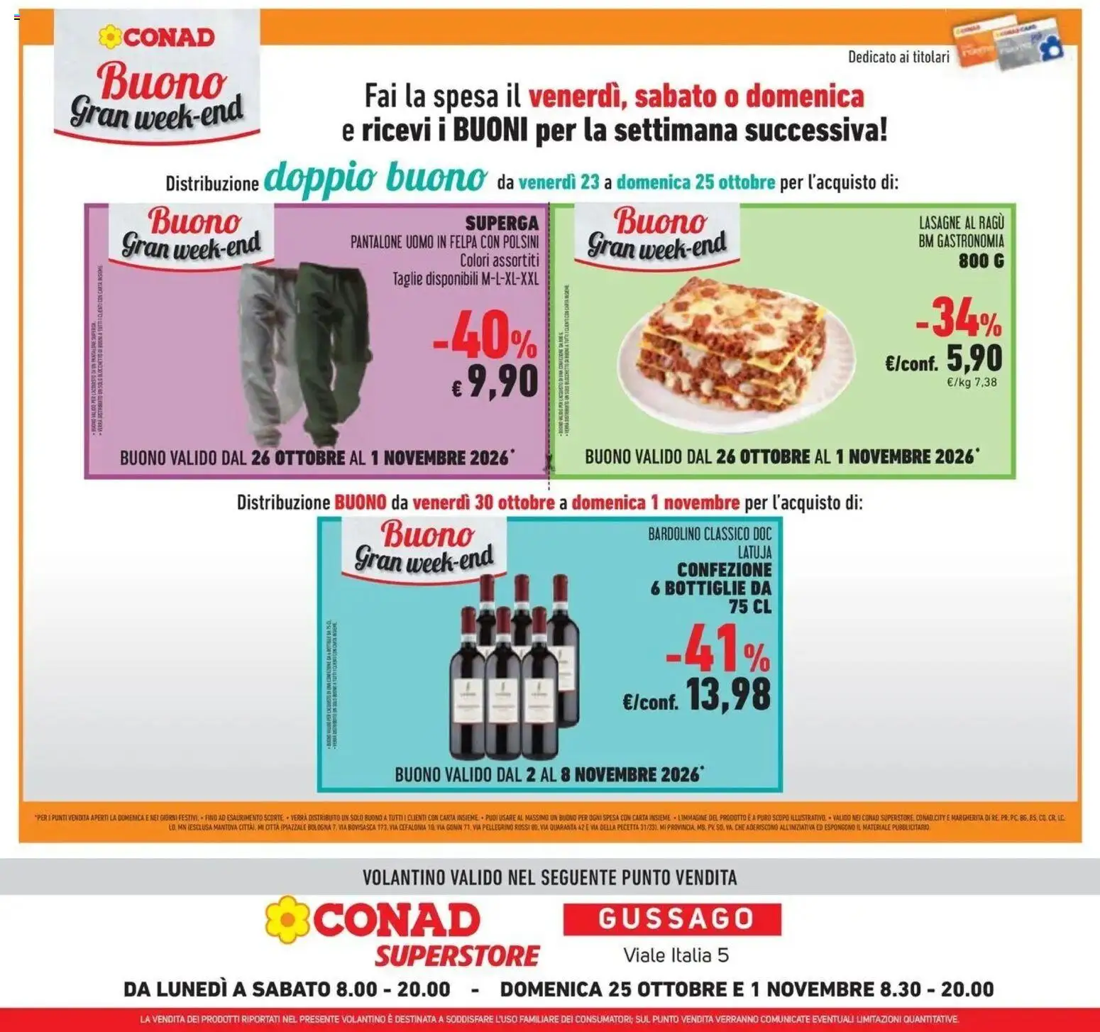 Anteprima volantino Conad dal 21/10/2026 prossima settimana | Pagina: 62 | Prodotti: Pantaloni, Lasagna, Ragú, Lasagne