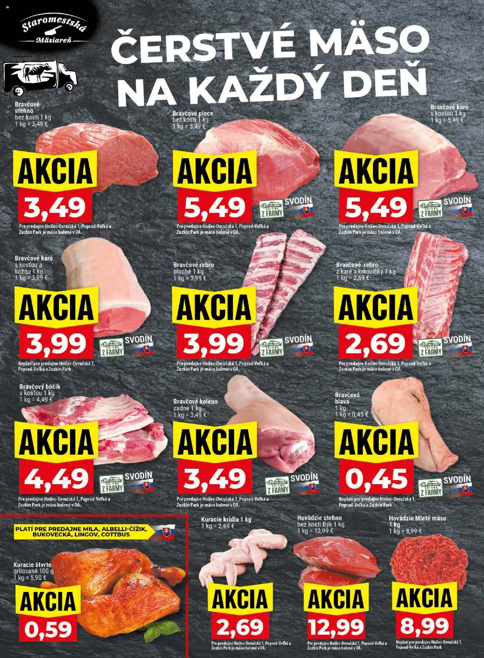 Nové Klas akcie – leták je platný od 13.04.2026 | Strana: 6 | Produkty: Bravčové plece, Bravčový bôčik, Kuracie krídla, Bravčové karé