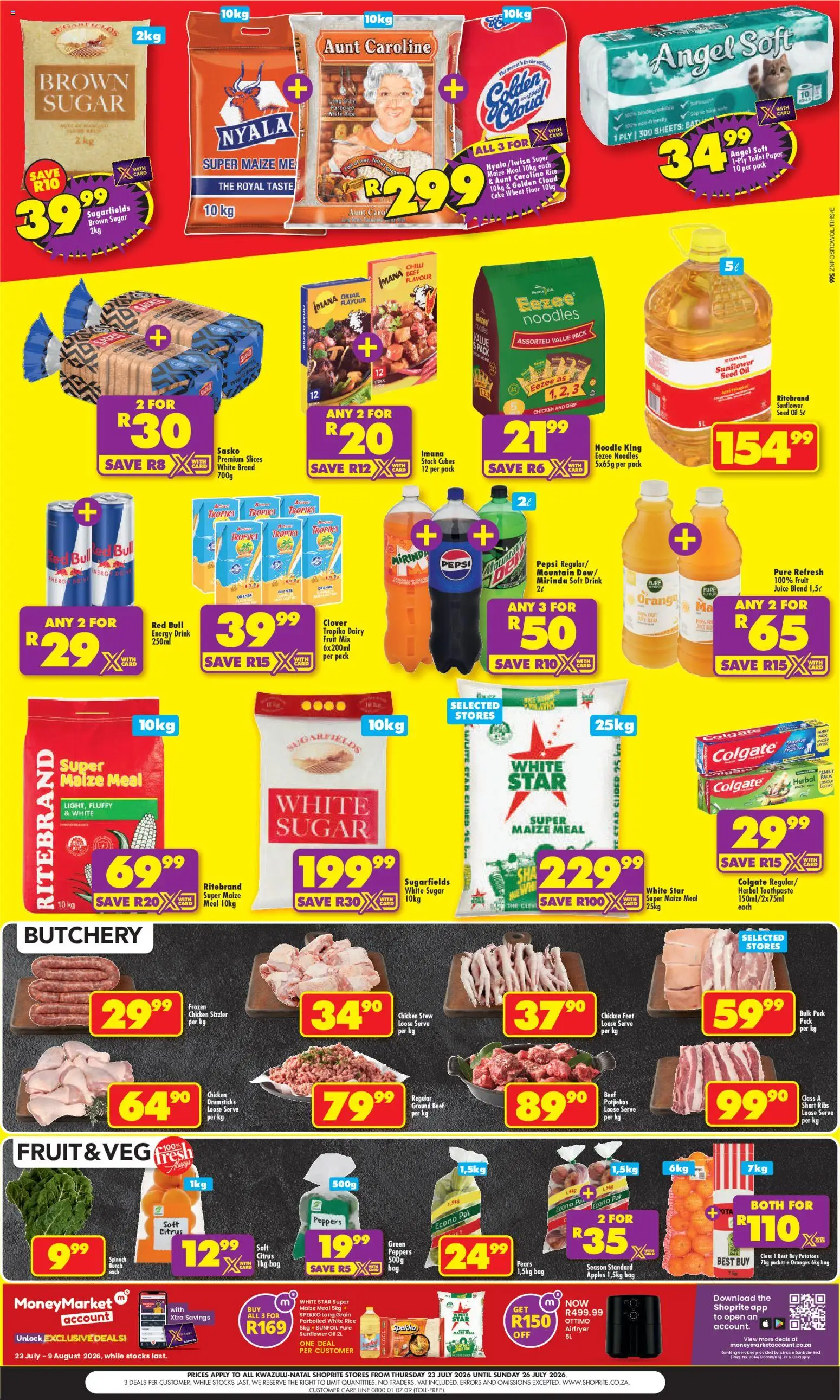 New Shoprite catalogue – valid from 23/07/2026 | Page: 2 | Products: Pork, Toothpaste, Fruit, Paper