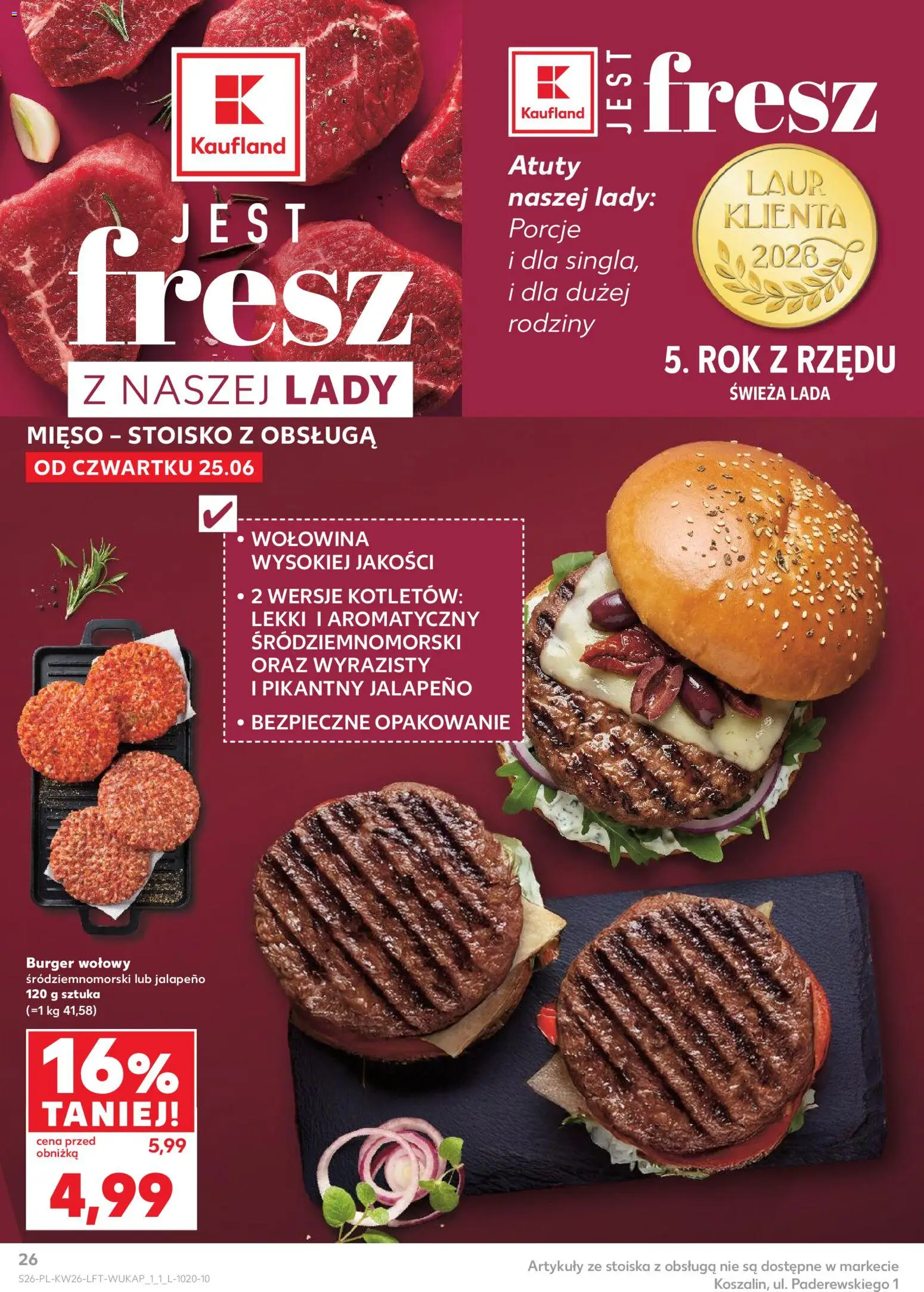 Kaufland Polsko leták od 25.06.2026 | Strana: 26 | Produkty: Burger