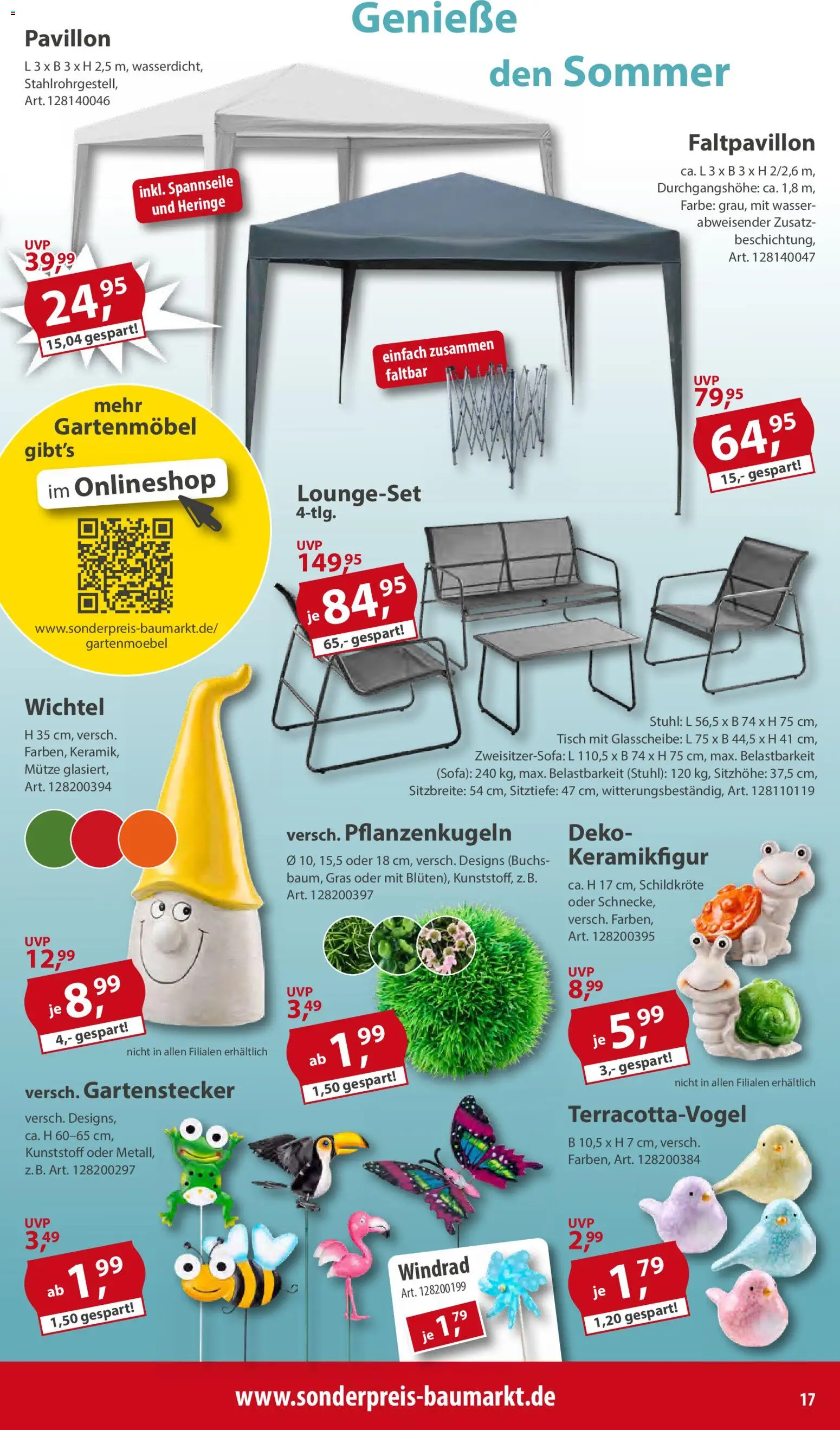 Sonderpreis Baumarkt Prospekt 	 – gültig ab 23.05.2026 | Seite: 17 | Produkte: Sofa, Stuhl, Gartenmöbel, Wasser