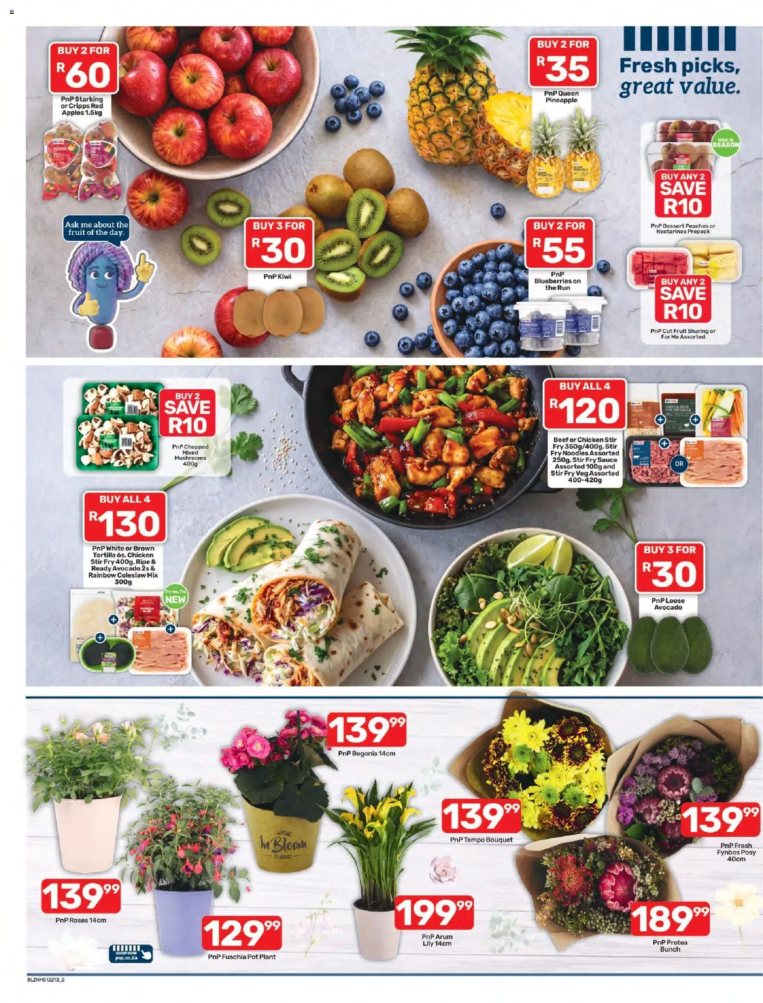 New Pick n Pay catalogue – valid from 19/10/2026 | Page: 2 | Products: Avocado, Apples, Pineapple, Kiwi