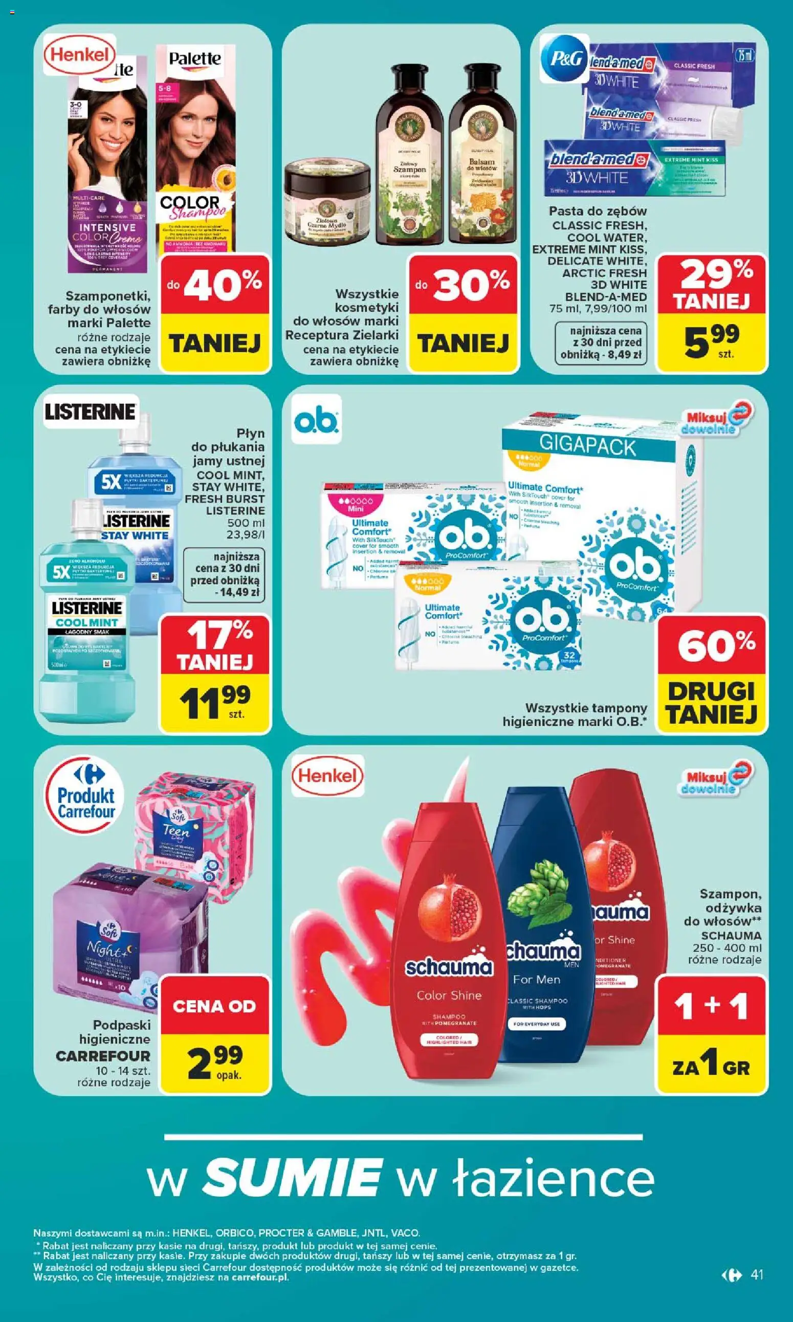 Carrefour gazetka od 08.06.2026 | Strona: 43 | Produkty: Tampony, Podpaski, Szampon, Odżywka