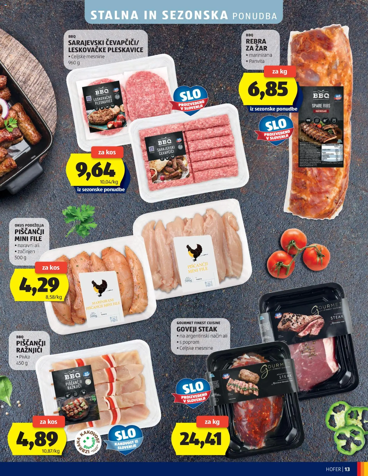 Hofer SI katalog | vrijedi od 19.08.2026 | Stranica: 13 | Proizvodi: File, Ćevapčići, Raznjici