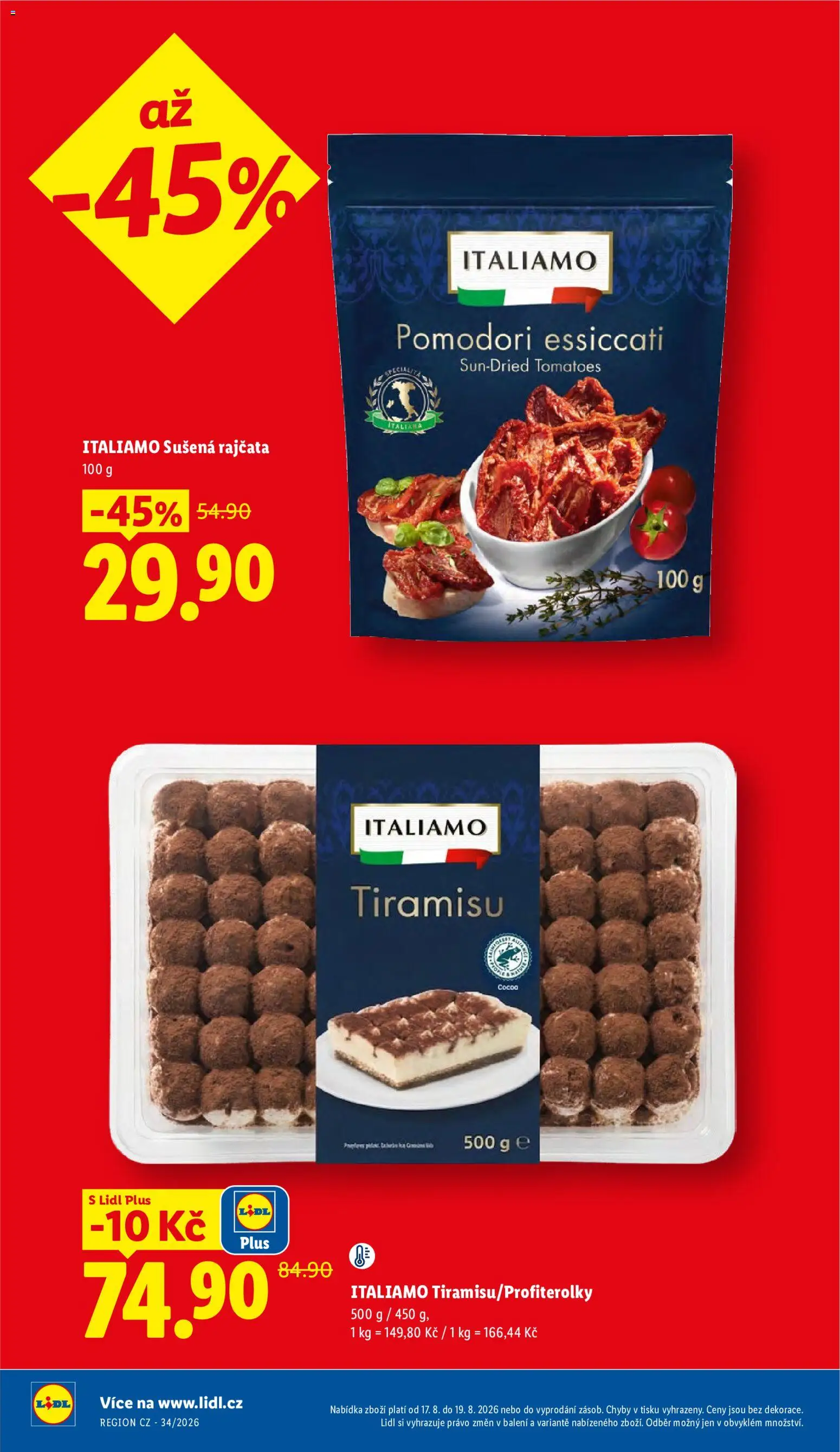 Lidl leták od 17.08.2026 | Strana: 8 | Produkty: Tiramisu, Rajčata, Sušená rajčata