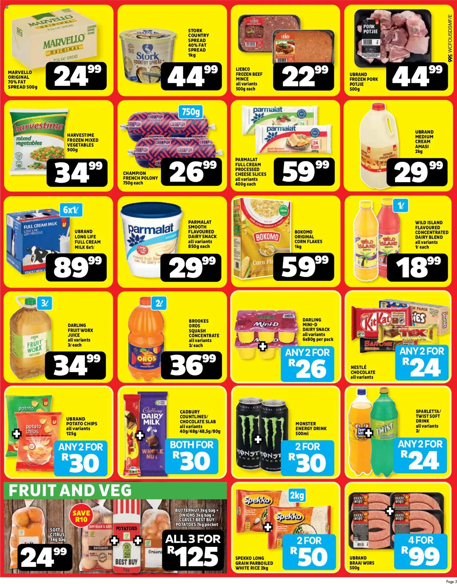 New Usave catalogue – valid from 25.05.2026 | Page: 3 | Products: Milk, Polony, Onions, Paper