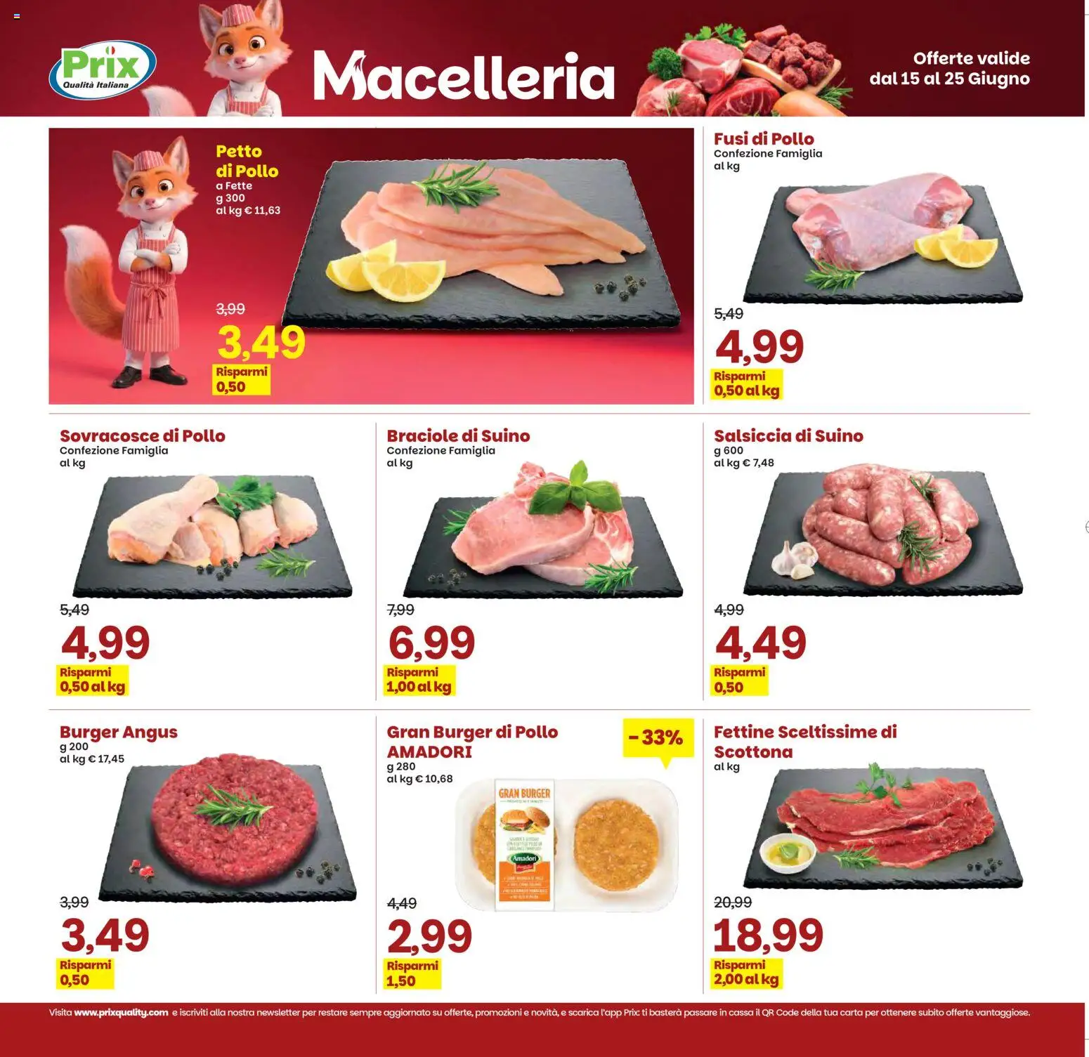 Volantino Prix del 15.06.2026 | Pagina: 5 | Prodotti: Pollo, Suino, Salsiccia