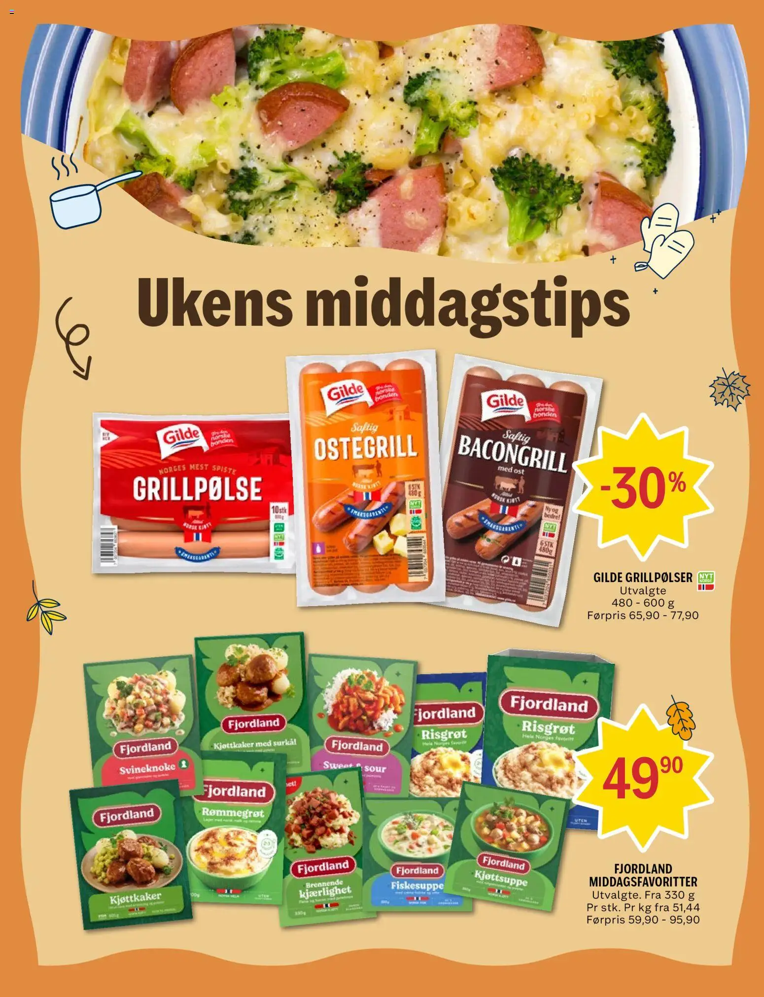{H1} | Side: 2 | Produkter: Risgrøt, Grillpølser, Fjordland risgrøt, Surkål