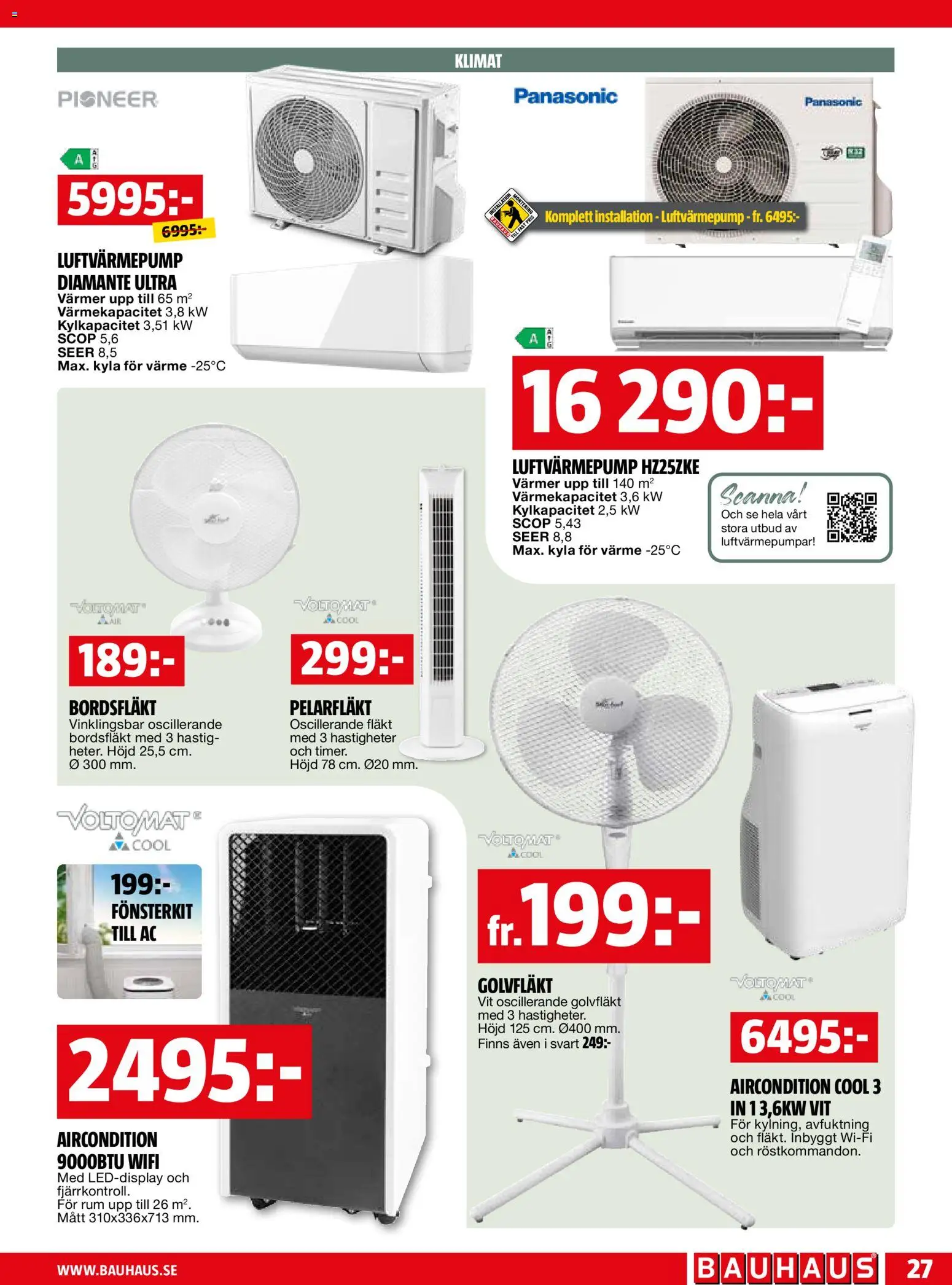 Bauhaus reklamblad aktuell från 01.06.2026 | Sida: 27 | Produkter: Fläkt, Bordsfläkt, Pelarfläkt, Wifi