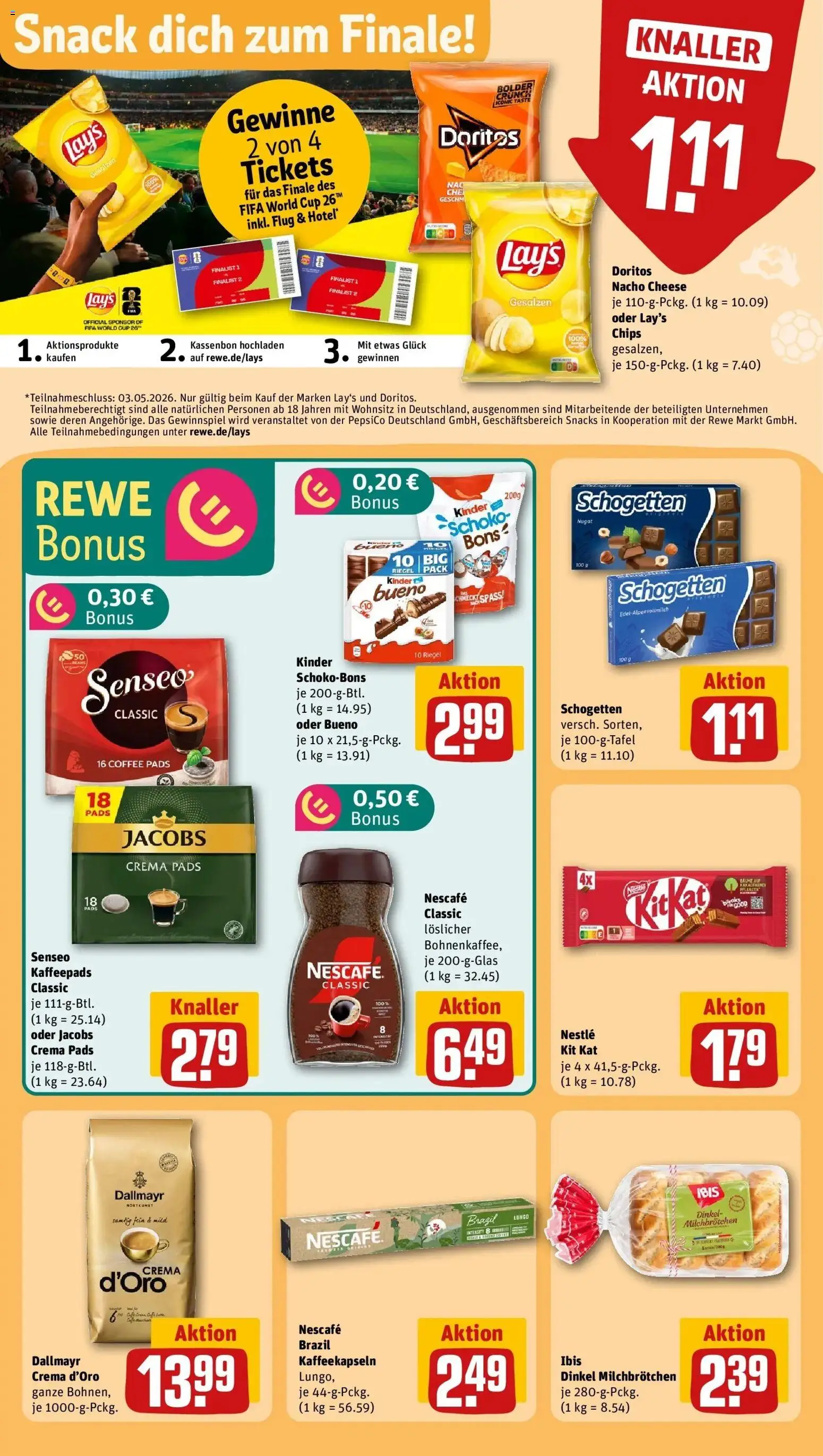 Rewe Prospekt Mettlach / Orscholz	 – gültig ab 20.04.2026 | Seite: 31 | Produkte: Kaffeepads, Nescafe, Dallmayr, Chips