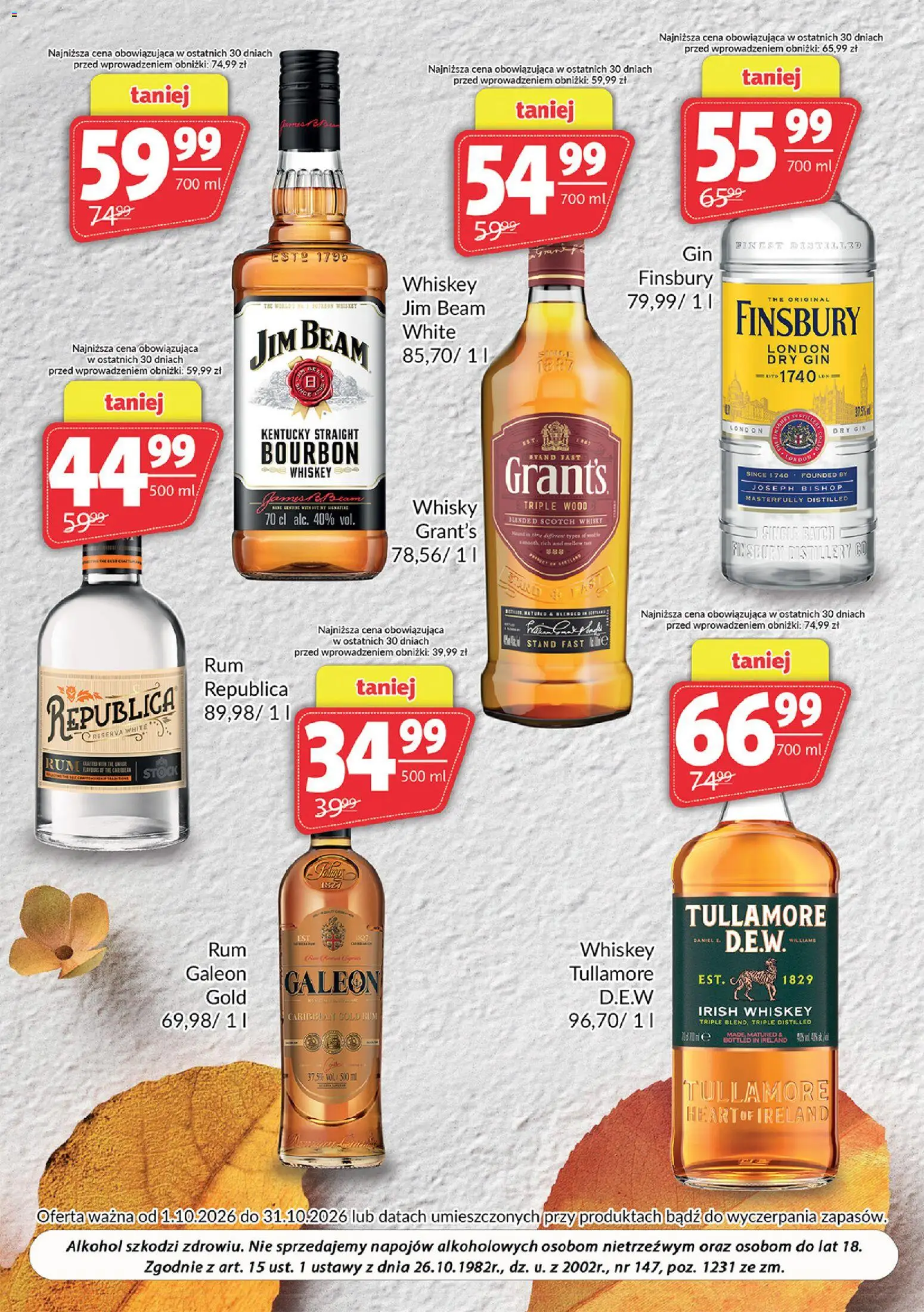 Prim Market gazetka - Oferta alkoholowa od 01.10.2026 | Strona: 4 | Produkty: Grant's, Scotch whisky, Jim Beam, London dry gin