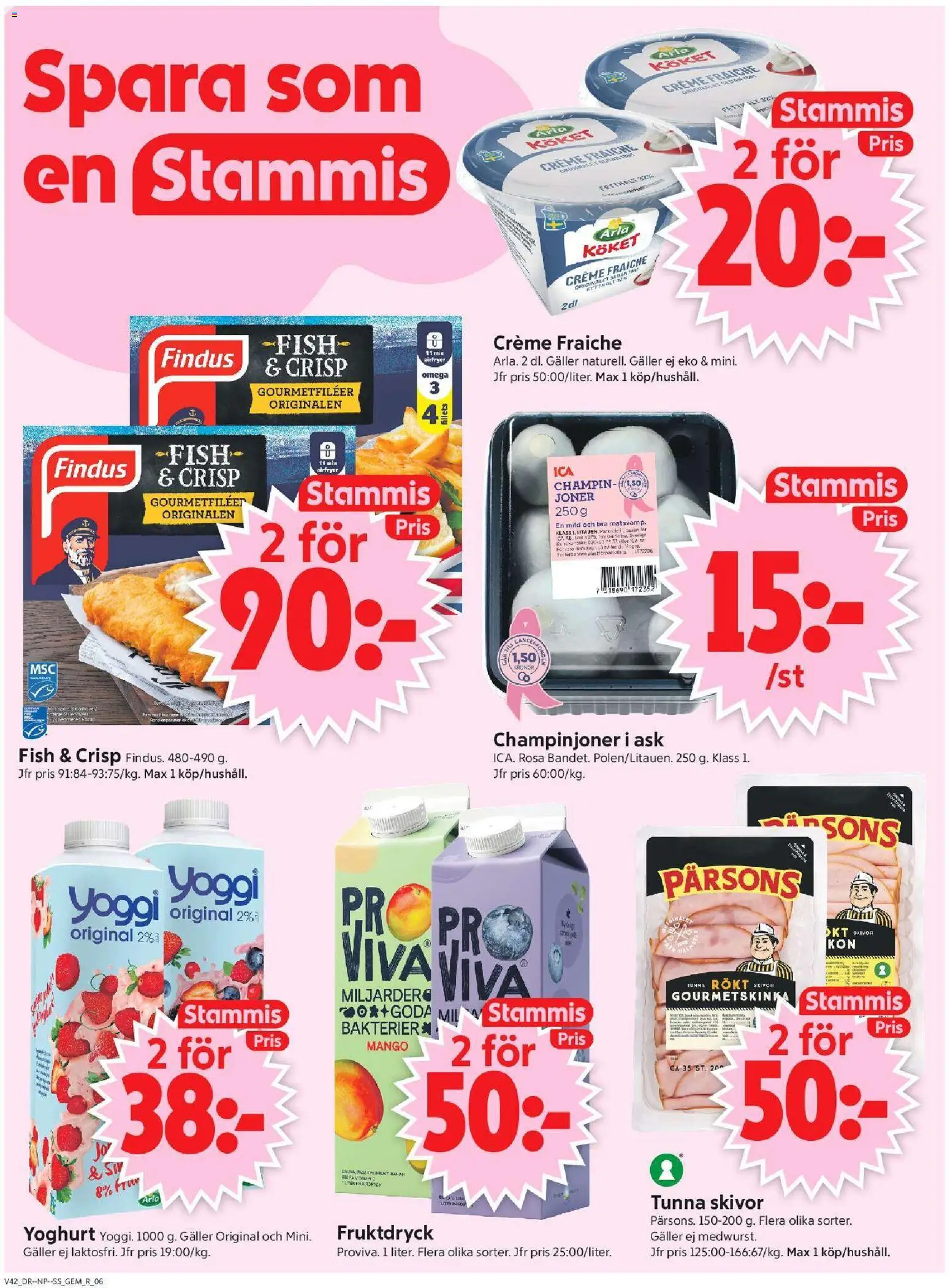 ICA Supermarket reklamblad aktuell från 12/10/2026 | Sida: 8 | Produkter: Creme fraiche, Champinjoner, Mango, Omega