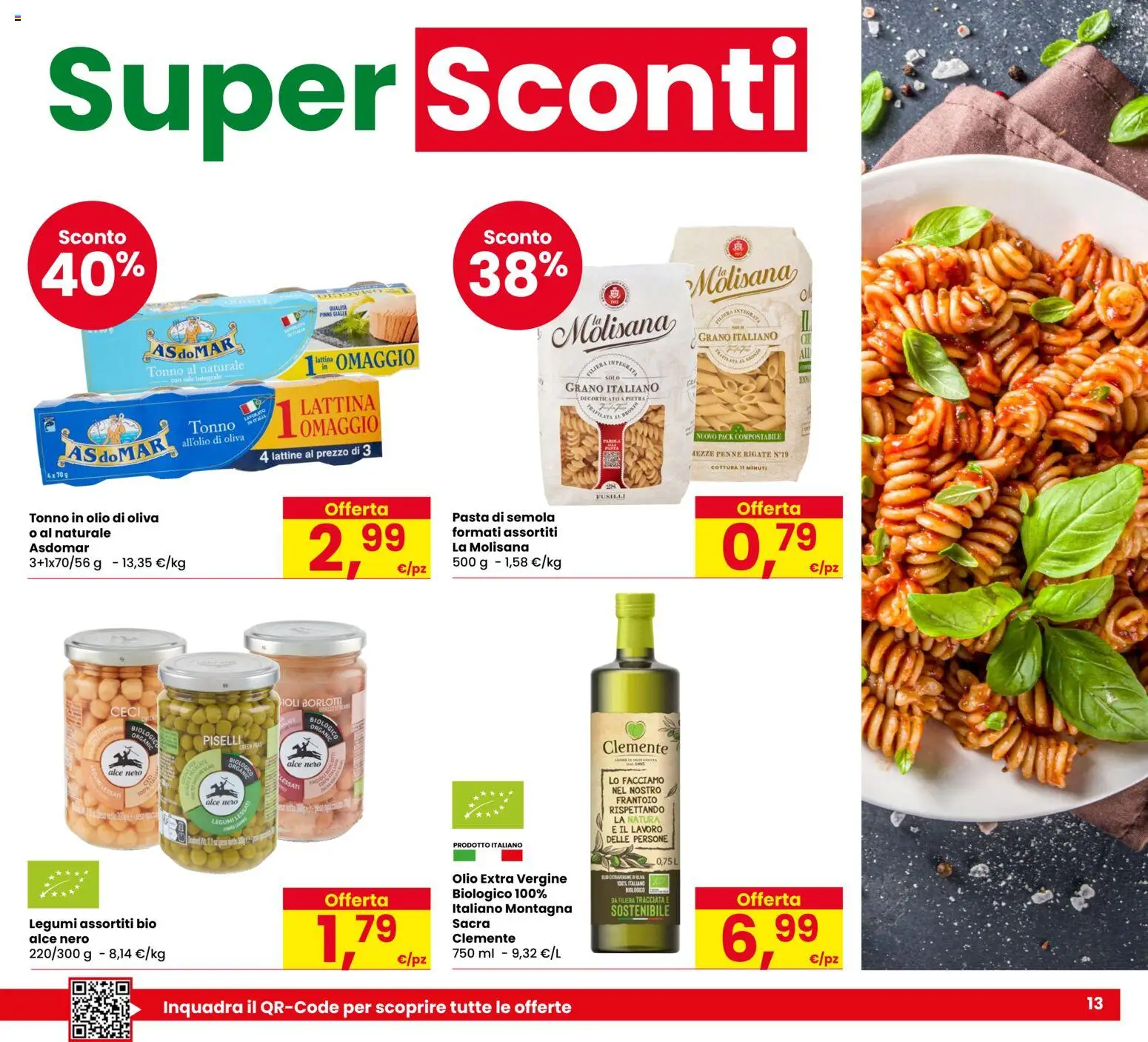 Volantino Eurospar del 15/10/2026 | Pagina: 13 | Prodotti: Pasta, Pinne, Piselli, Penne