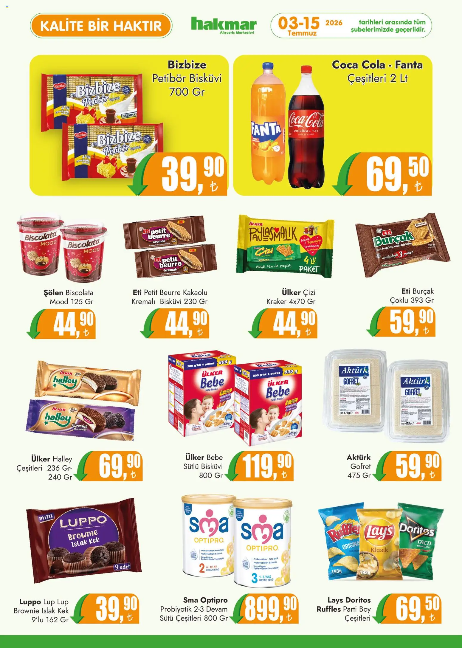 Hakmar Katalog - 03 Temmuz 2026 tarihinden itibaren geçerlidir | Sayfa: 5 | Ürünler: Gofret, Fanta, Bisküvi