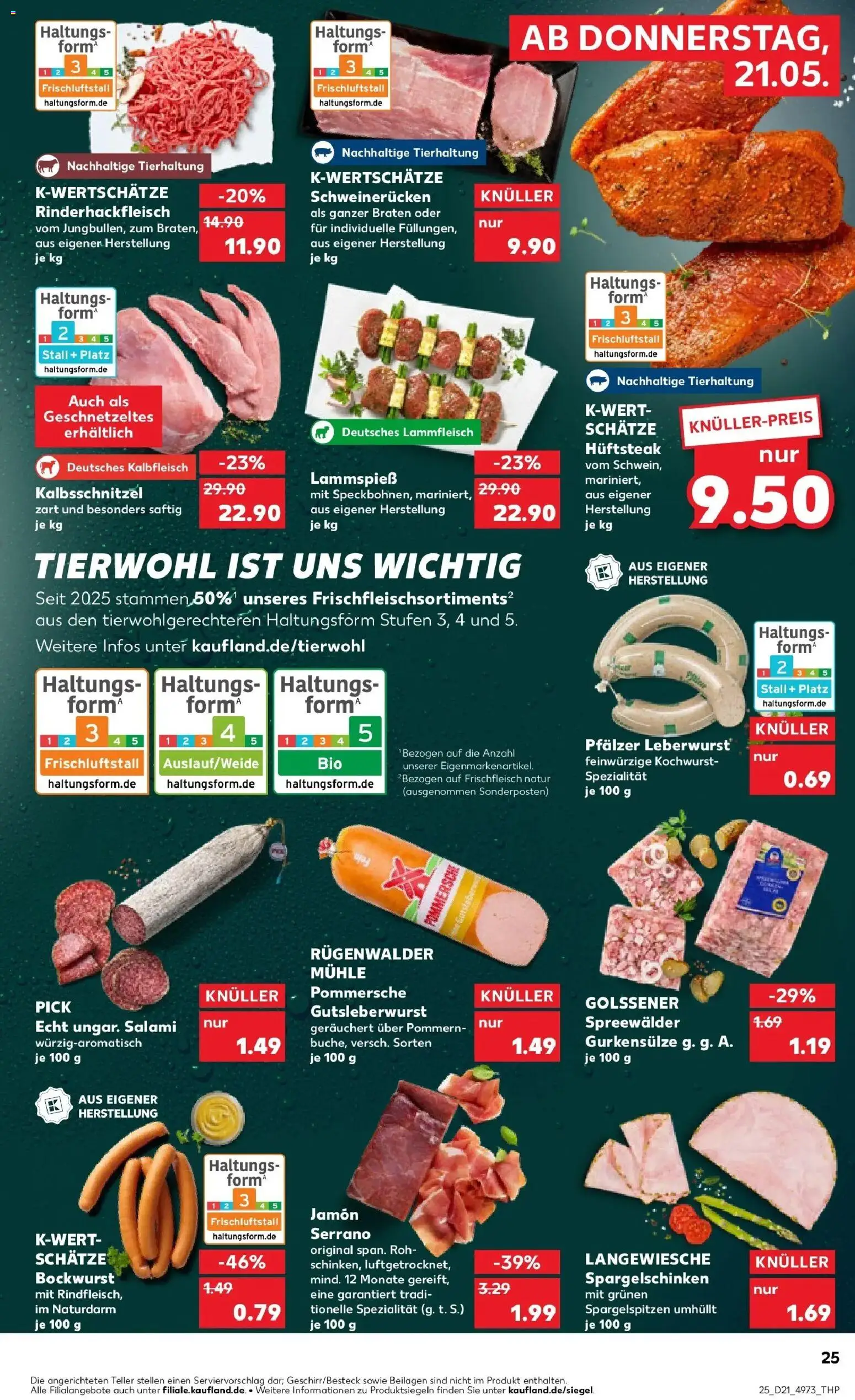 Kaufland Prospekt Uelzen – gültig ab 21.05.2026 | Seite: 25 | Produkte: Bockwurst, Mühle, Salami, Steak