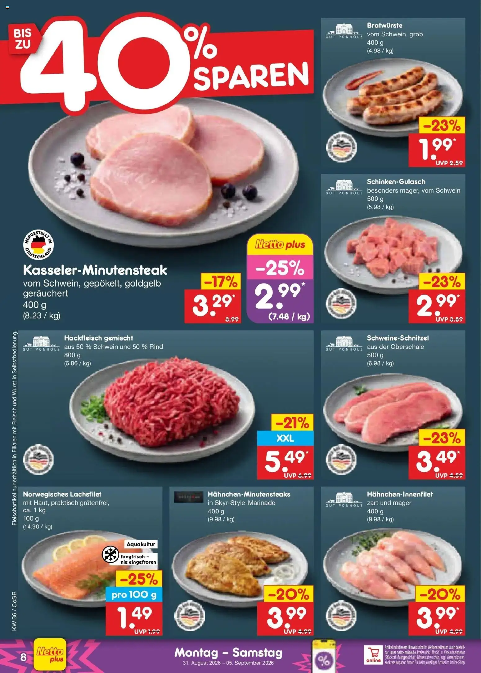 Netto Marken-Discount Prospekt Bitterfeld-Wolfen (ab 31.08.2026) » Angebote | Seite: 10 | Produkte: Wurst, Fleisch, Hackfleisch