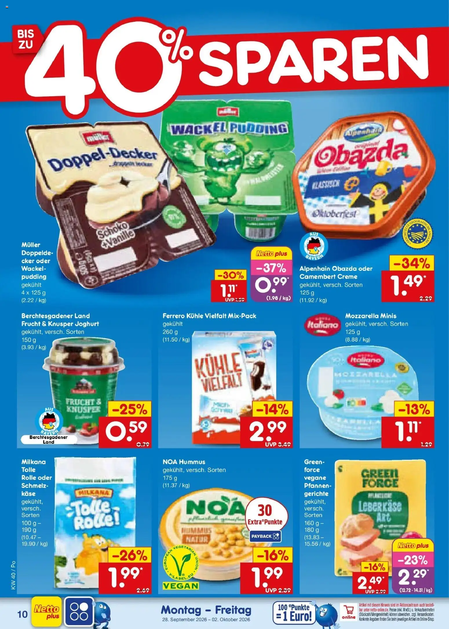 Netto Marken-Discount Prospekt Regensburg – gültig ab 28.09.2026 | Seite: 14 | Produkte: Vanille, Gerichte, Hummus, Leberkase