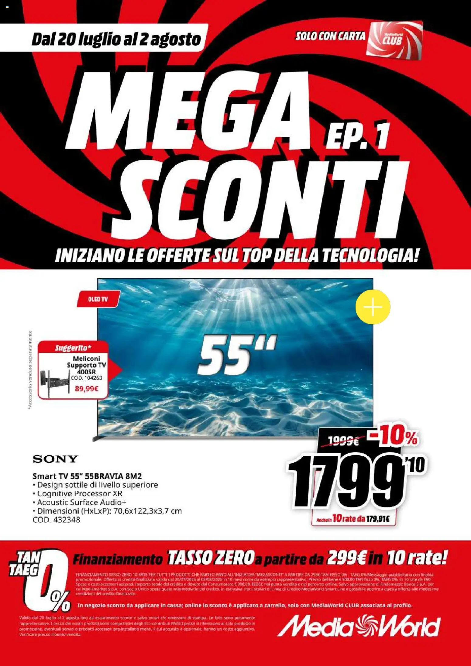 Volantino Media World del 20/07/2026 | Pagina: 3 | Prodotti: smart TV, Top, TV, Audio