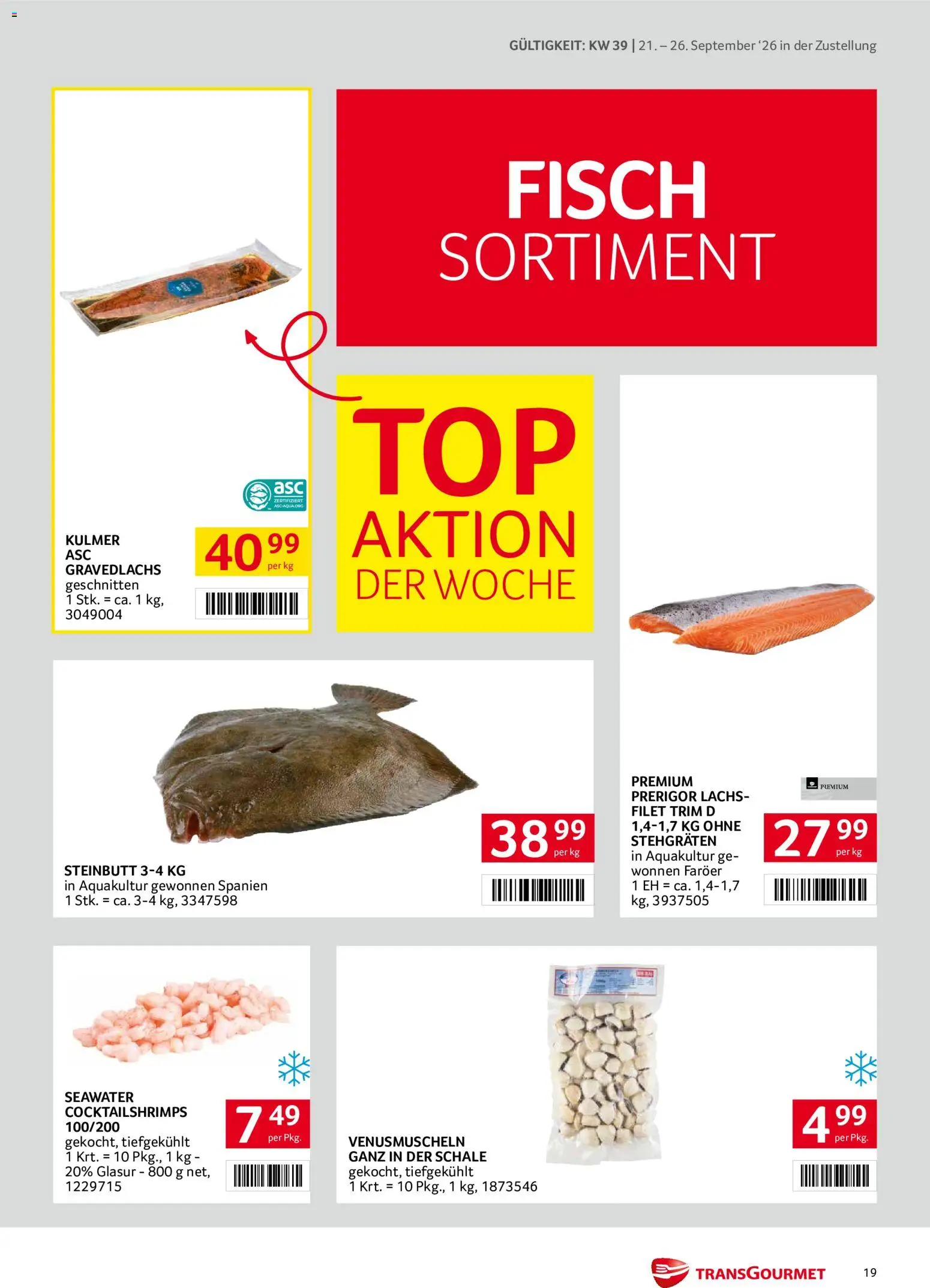 Transgourmet Zustellaktion gültig ab 20.09.2026 | Seite: 19 | Produkte: Fisch