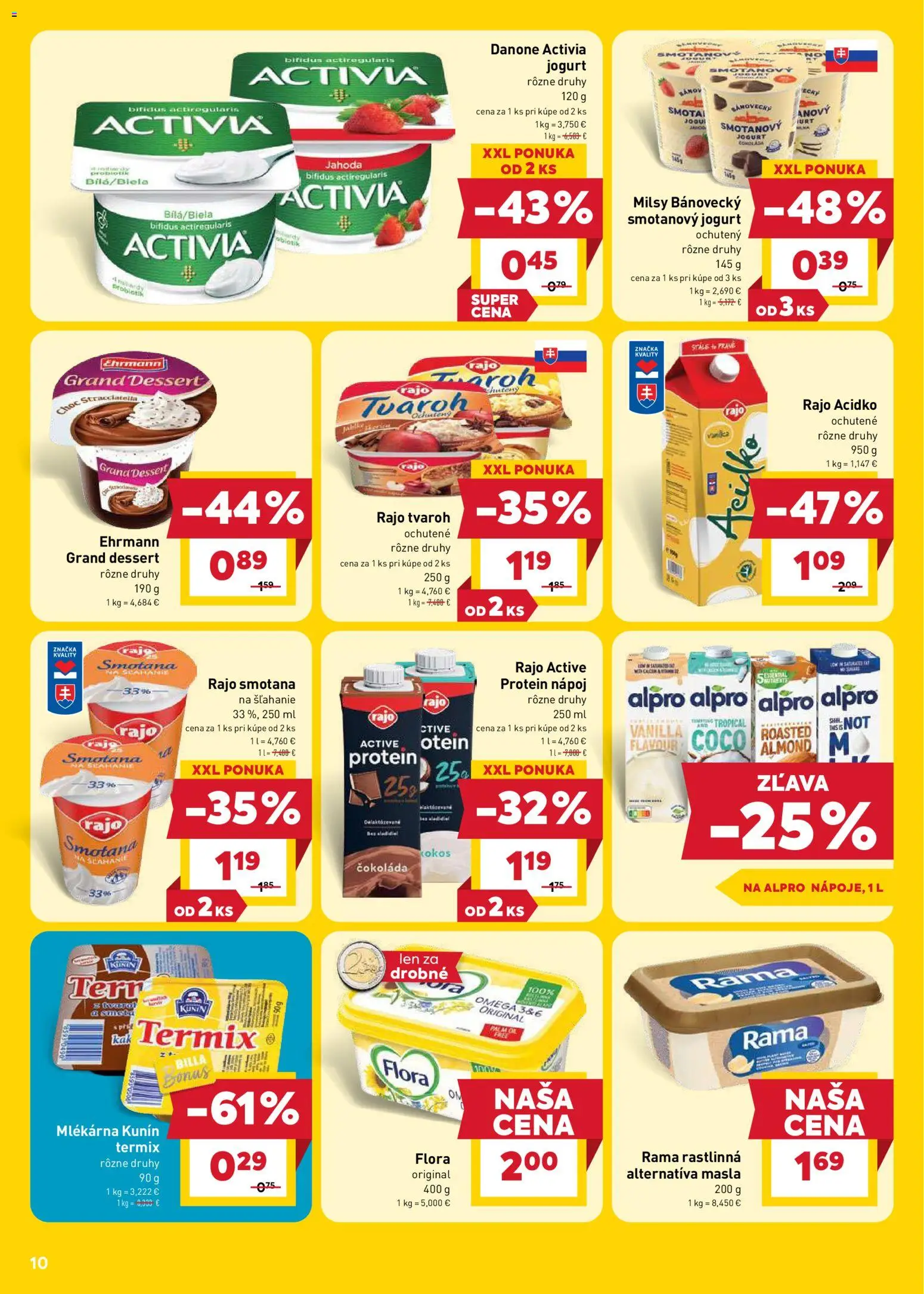 Nové Billa akcie – leták je platný od 15.04.2026 | Strana: 10 | Produkty: Smotana, Protein, Alpro, Flora