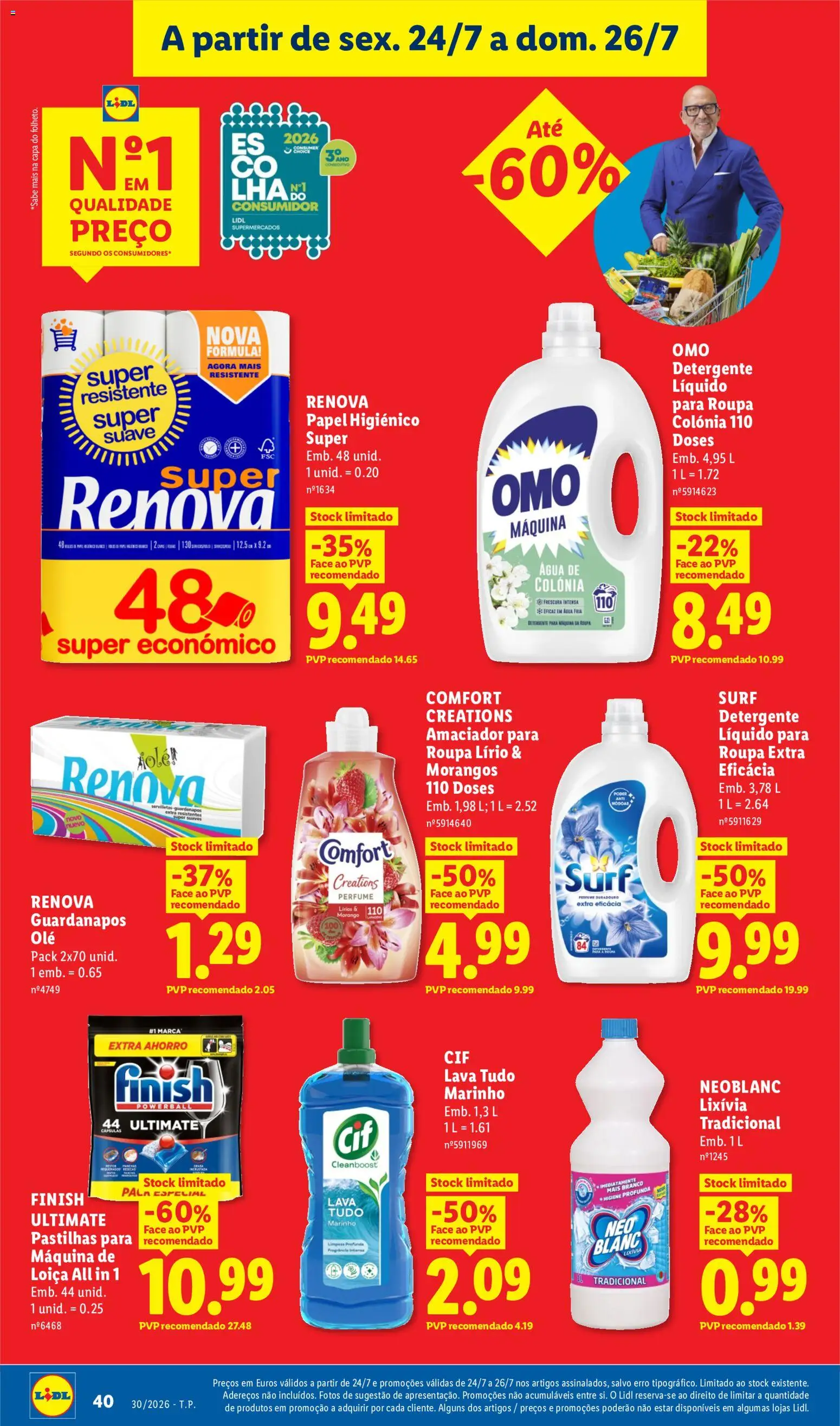 Lidl folheto │ válido de 20/07/2026 | Página: 40 | Produtos: Agua, Perfume, Guardanapos, Detergente