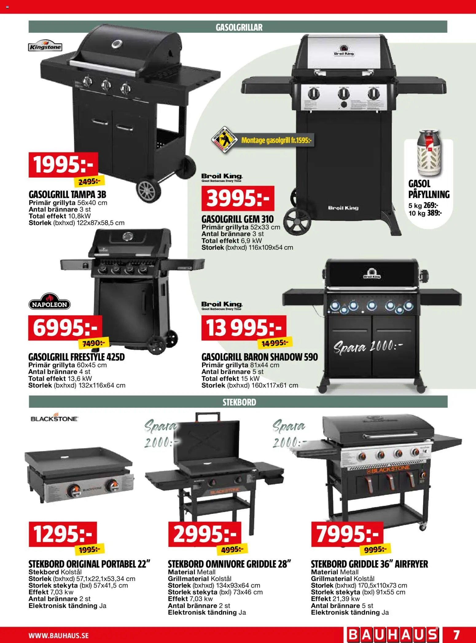Bauhaus reklamblad aktuell från 01.06.2026 | Sida: 7 | Produkter: Gem, Gasolgrill, Gasol, Airfryer