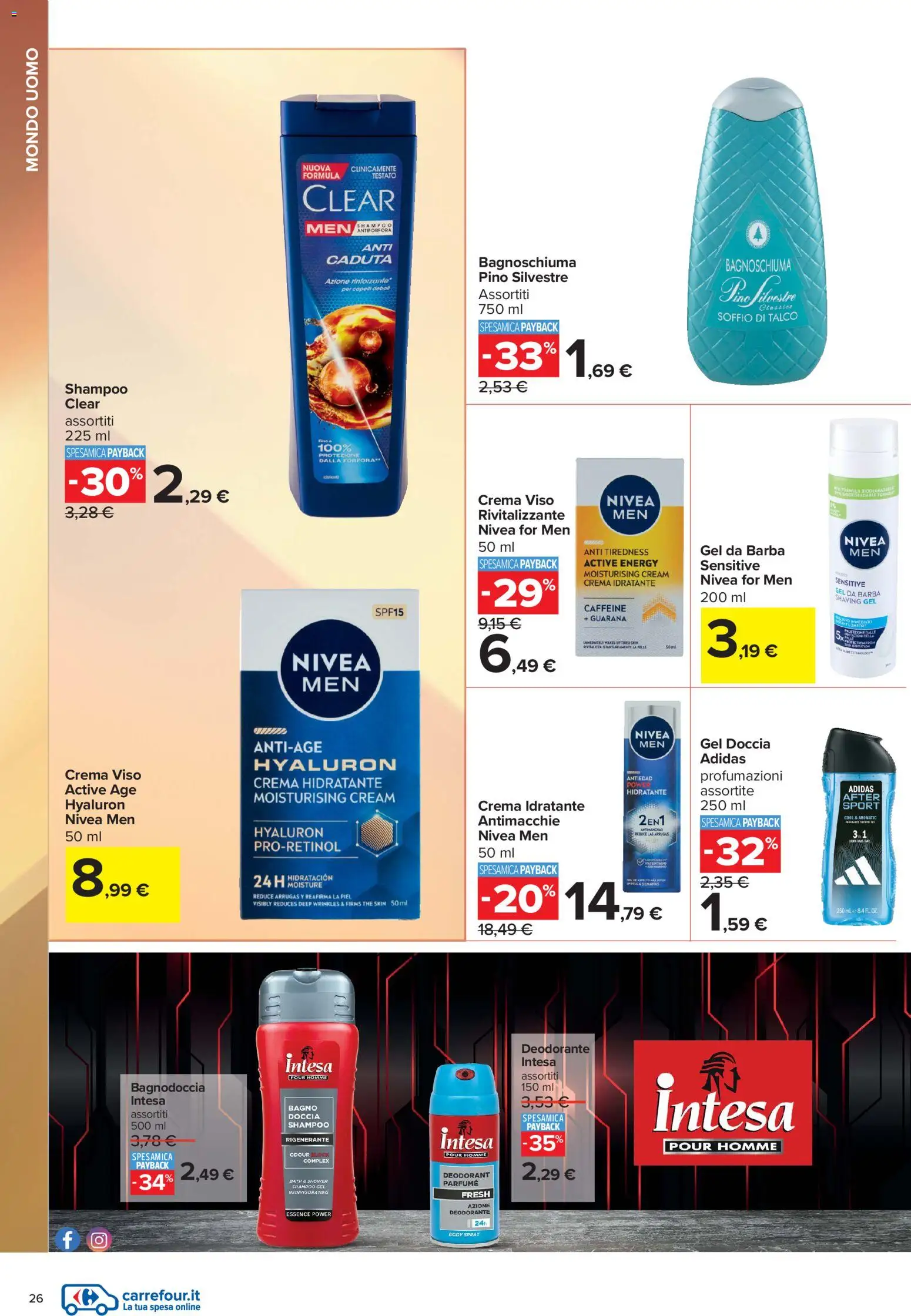 Volantino Carrefour del 10/07/2026 | Pagina: 26 | Prodotti: Shampoo, Crema viso, The, Bagno