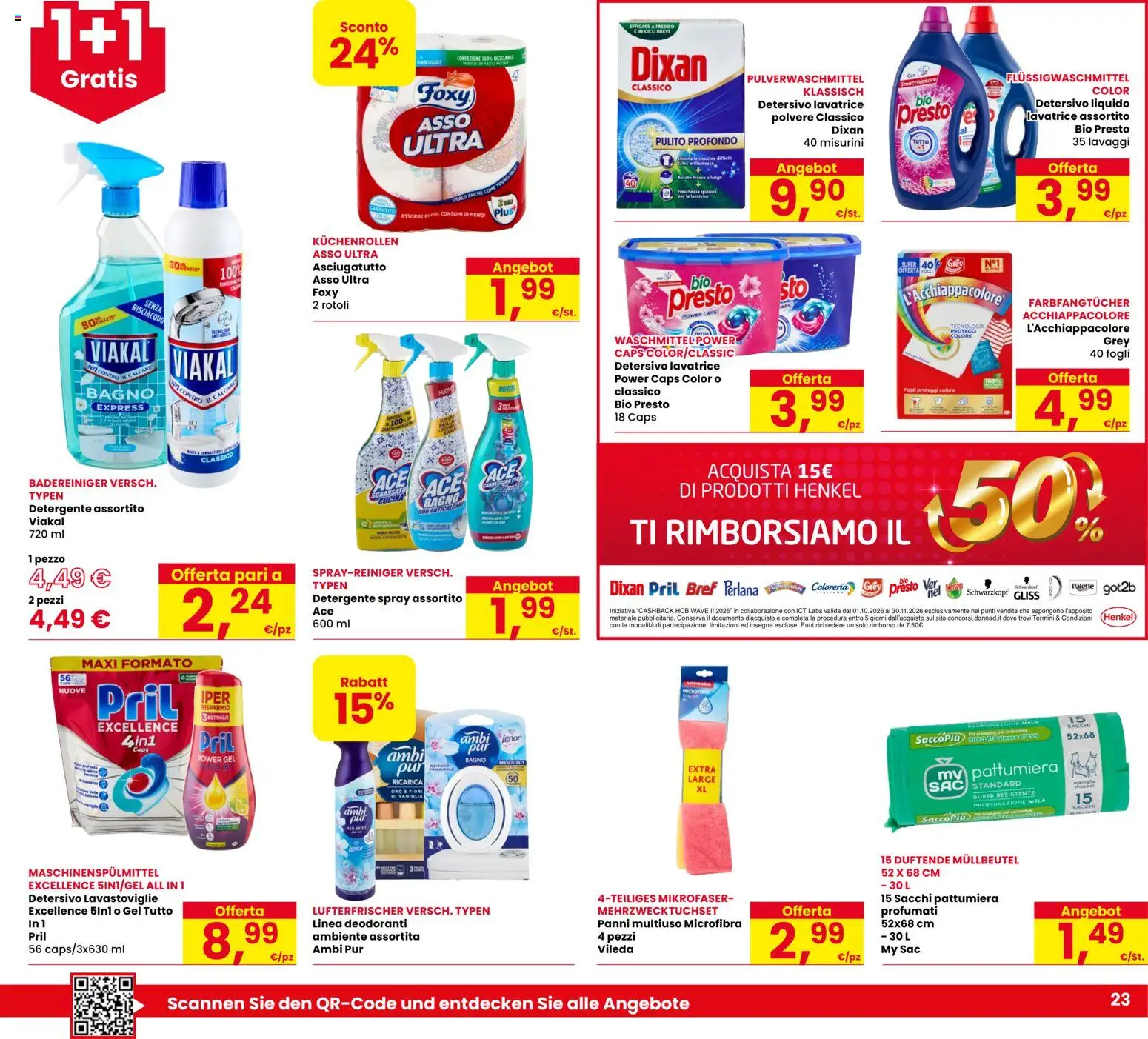 Volantino Eurospar del 29/10/2026 | Pagina: 23 | Prodotti: Vaniglia, Smacchiatore, Asciugatutto, Bagno