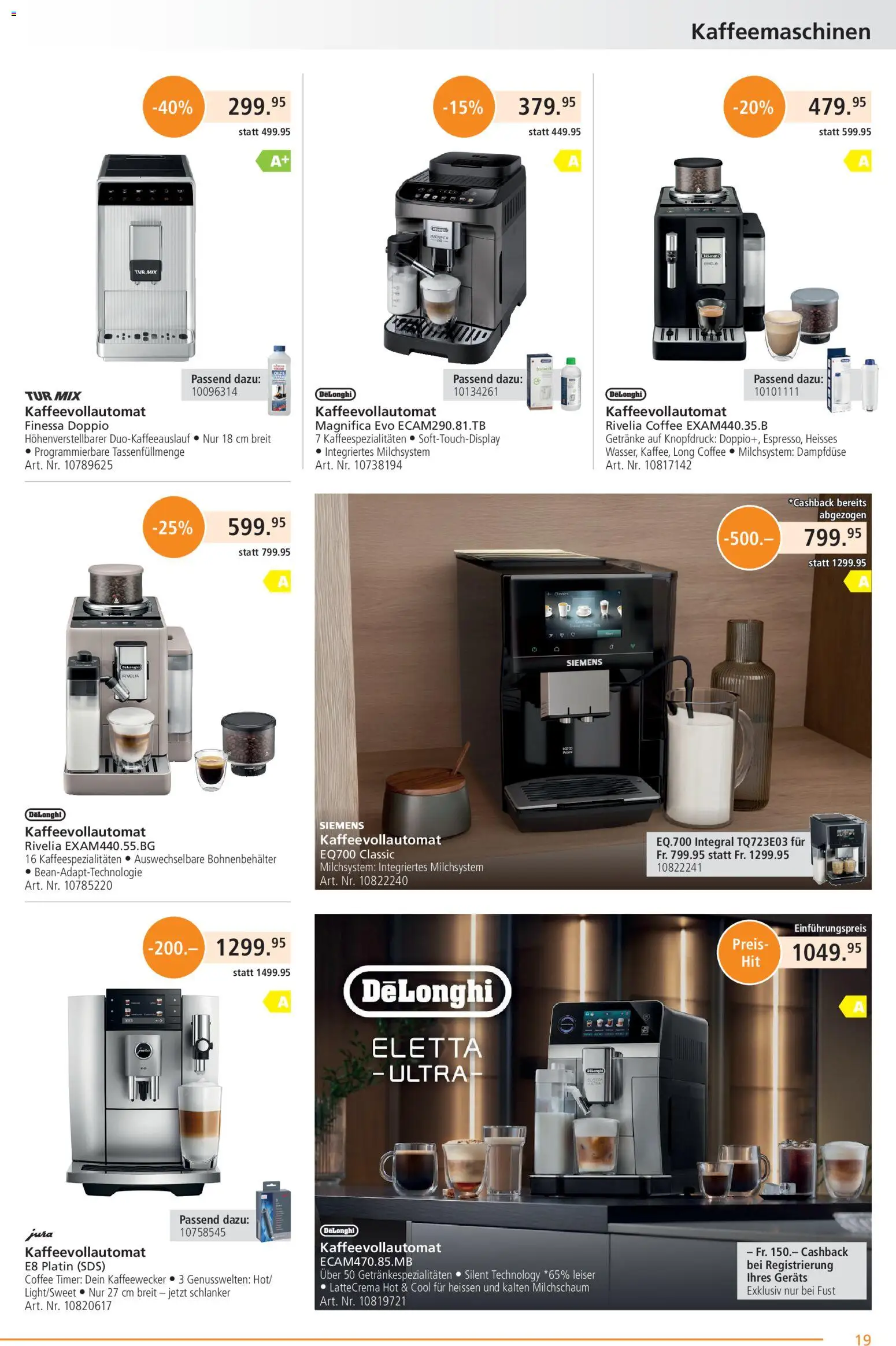 Fust aktionen – gültig ab 01.05.2026 | Seite: 19 | Produkte: Jura, Kaffeevollautomat, Siemens