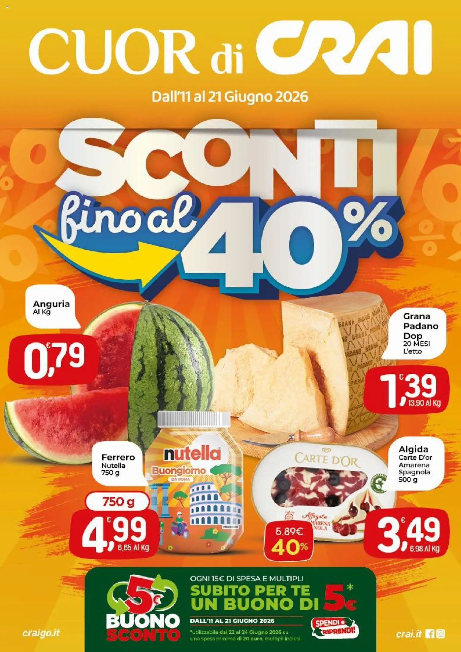 Volantino CRAI del 11.06.2026 | Pagina: 1 | Prodotti: Tè, Nutella, Anguria, Amarena