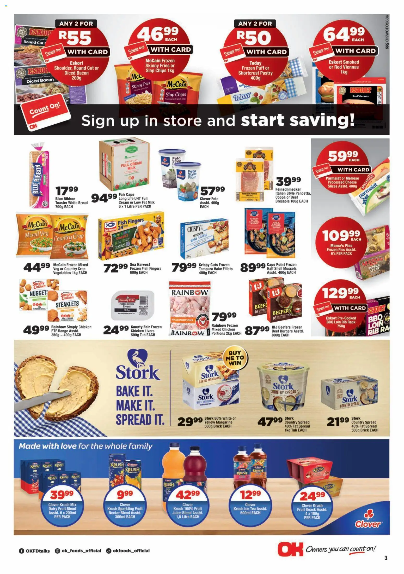 New OK Foods catalogue – valid from 25/08/2026 | Page: 3 | Products: Shortcrust pastry, Steak, Milk, Cheese