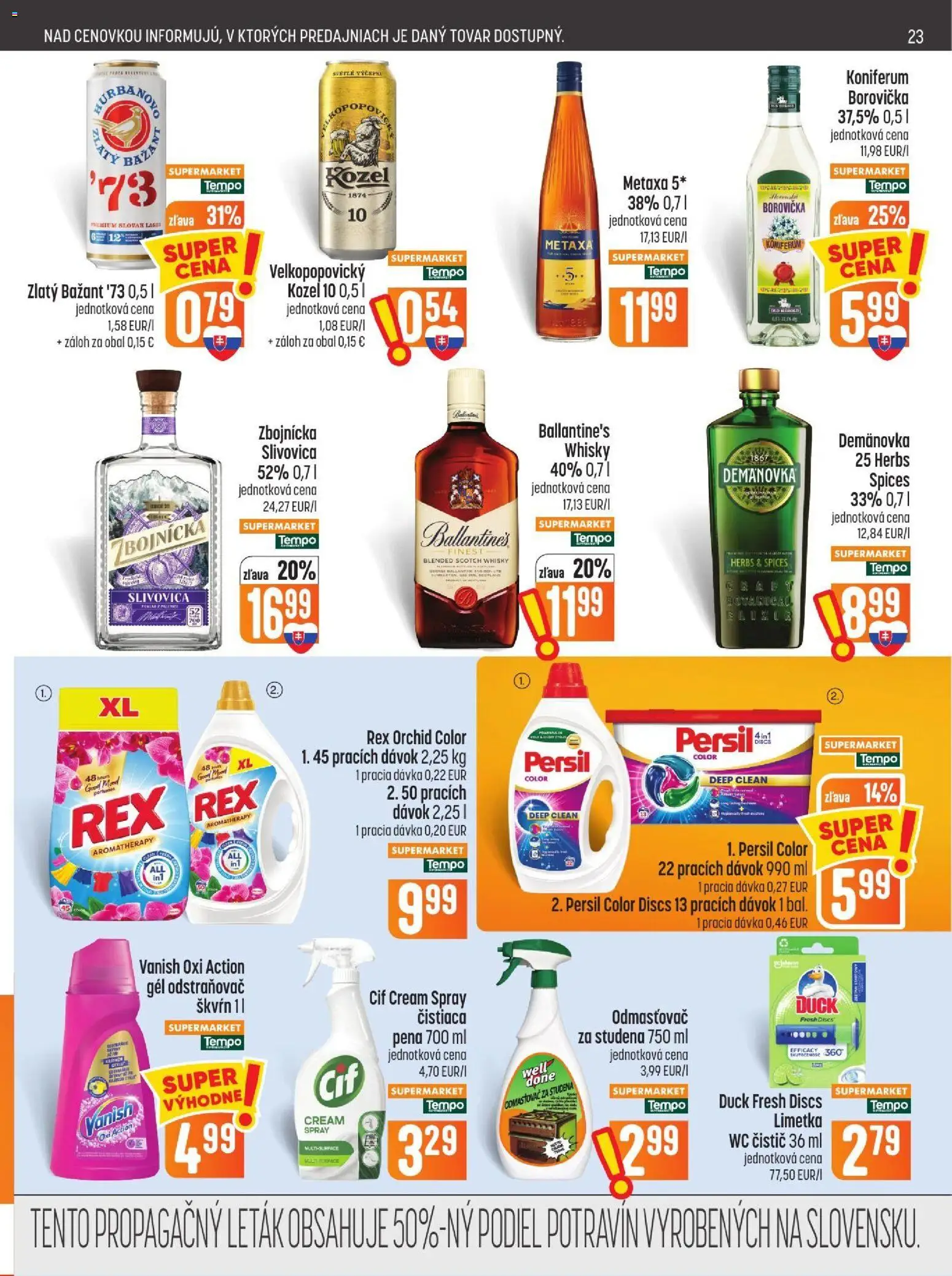 Nové COOP Jednota akcie – leták je platný od 29.10.2026 | Strana: 23 | Produkty: Metaxa, Koniferum, Whisky, Cif