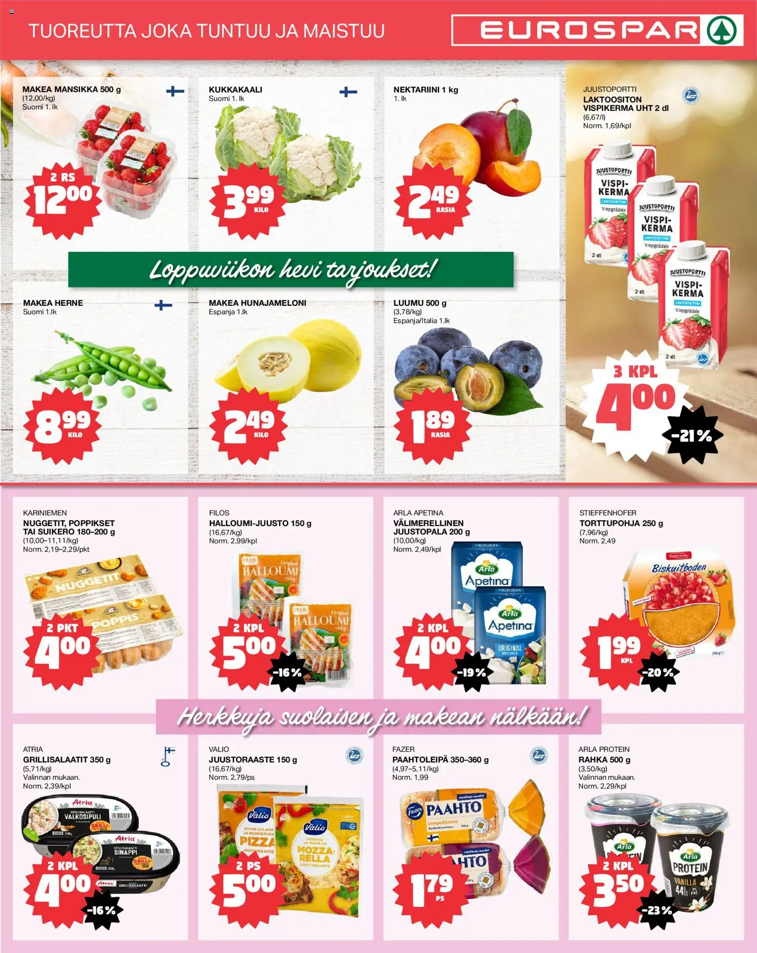 Tokmanni - EUROSPAR – voimassa 09/07/2026 alkaen | Sivu: 3 | Tuotteet: Grilli, Nektariini, Sinappi, Kukkakaali