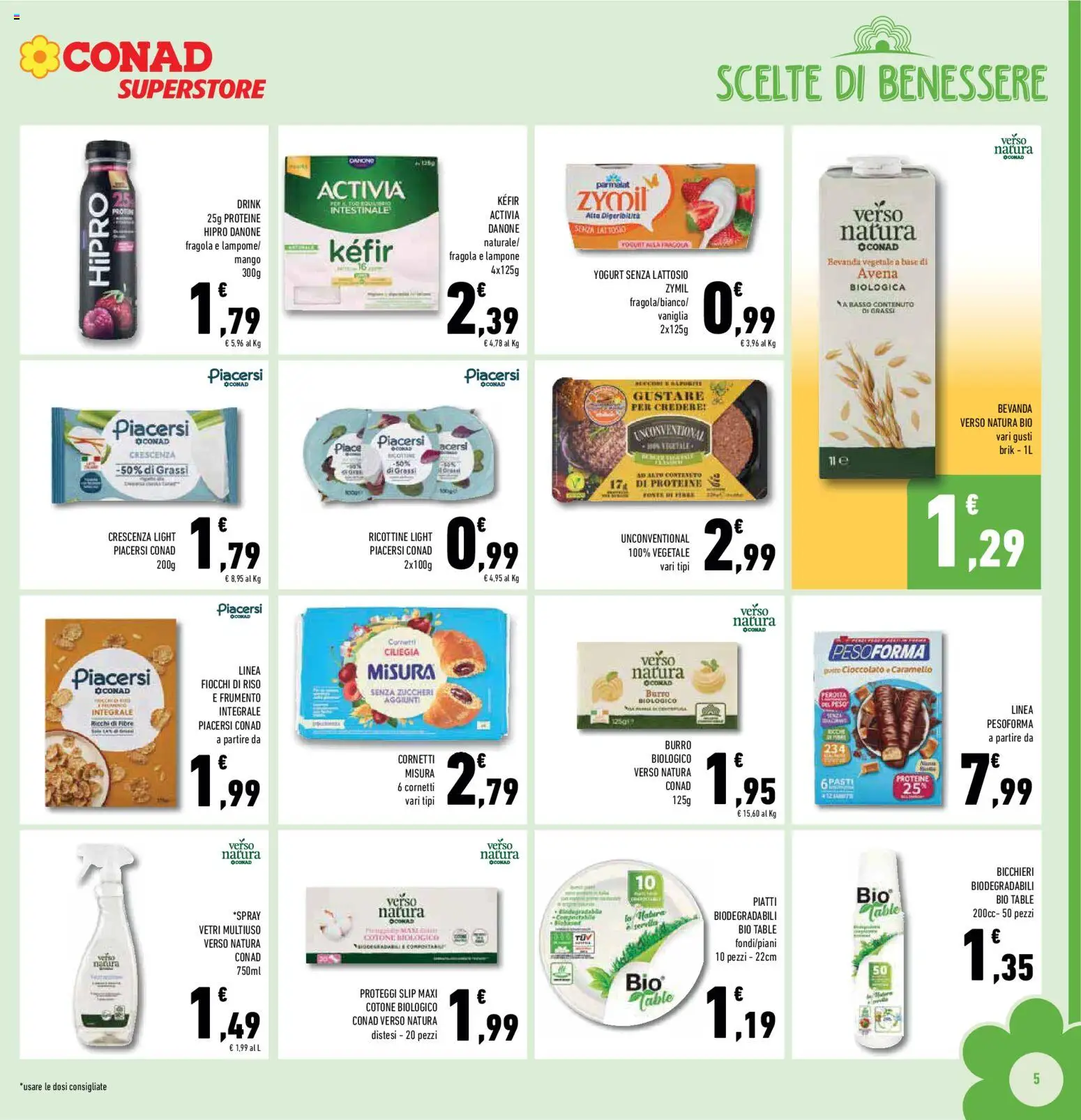 Volantino Conad del 01/07/2026 | Pagina: 5 | Prodotti: Yogurt senza lattosio, Fiocchi, Mango, Lampone