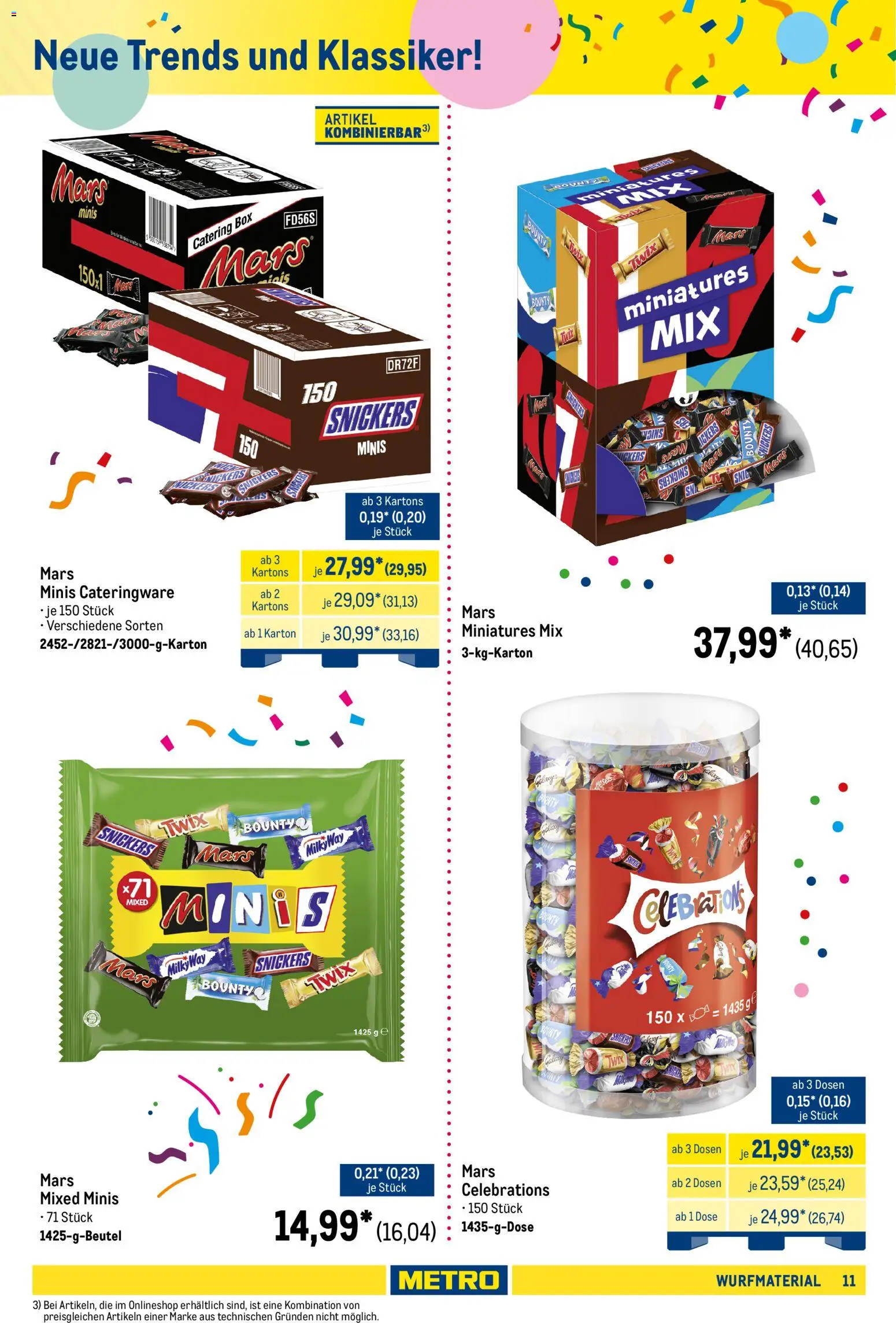 Metro Wurfmaterial Karneval – gültig ab 28.09.2026 | Seite: 11 | Produkte: Box, Snickers, Mars, Twix