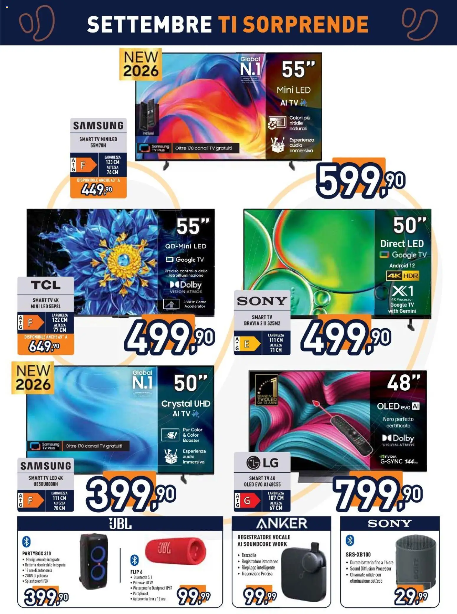 Volantino Unieuro del 07/09/2026 | Pagina: 4 | Prodotti: Tv samsung, smart TV, TV, Samsung