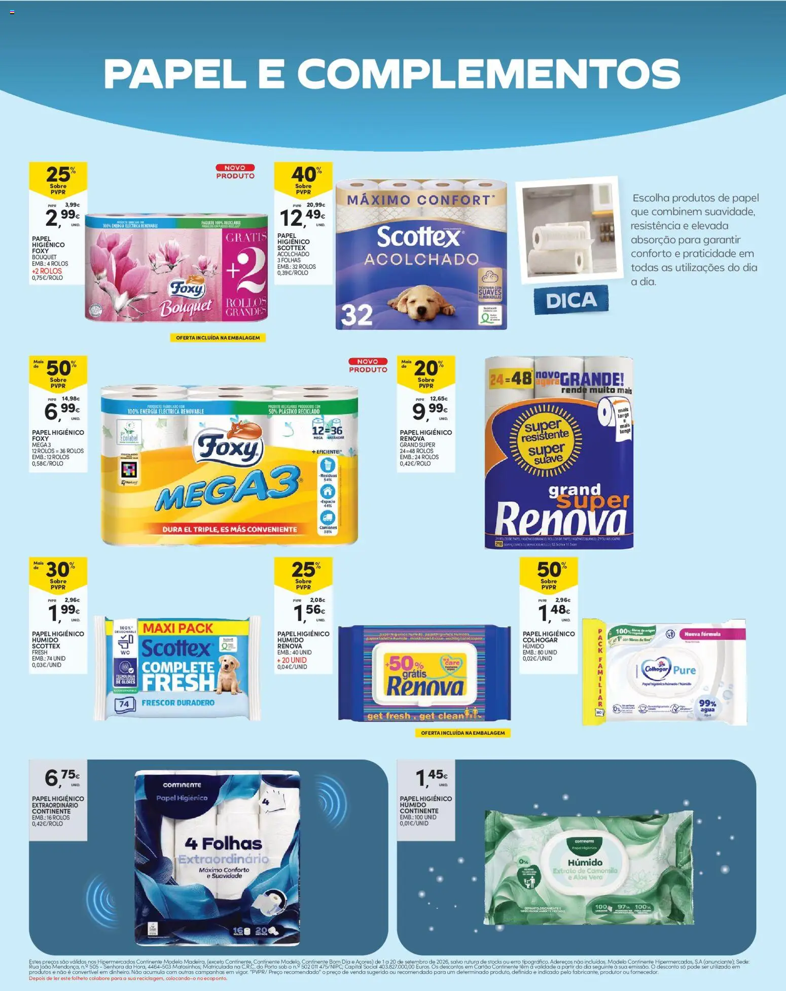 Continente Madeira │ válido de 01/09/2026 | Página: 20 | Produtos: Agua, Papel higiénico, Aloe Vera