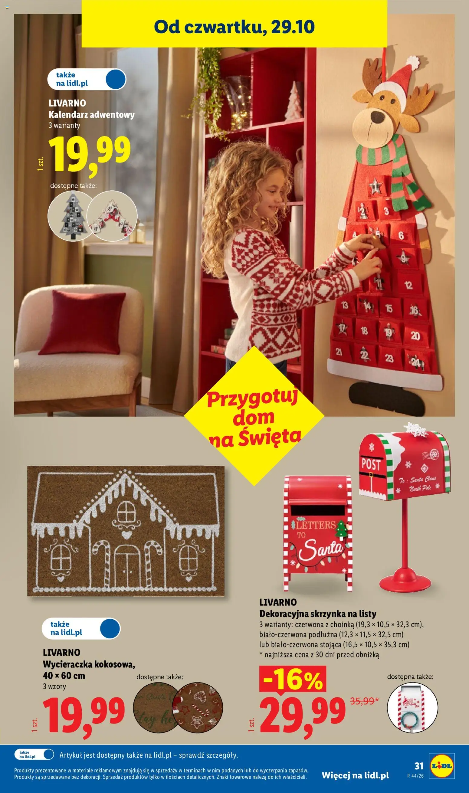 Lidl Katalog od 26.10.2026 | Strona: 37 | Produkty: Choinka, Kalendarz adwentowy, Kalendarz, Wycieraczka